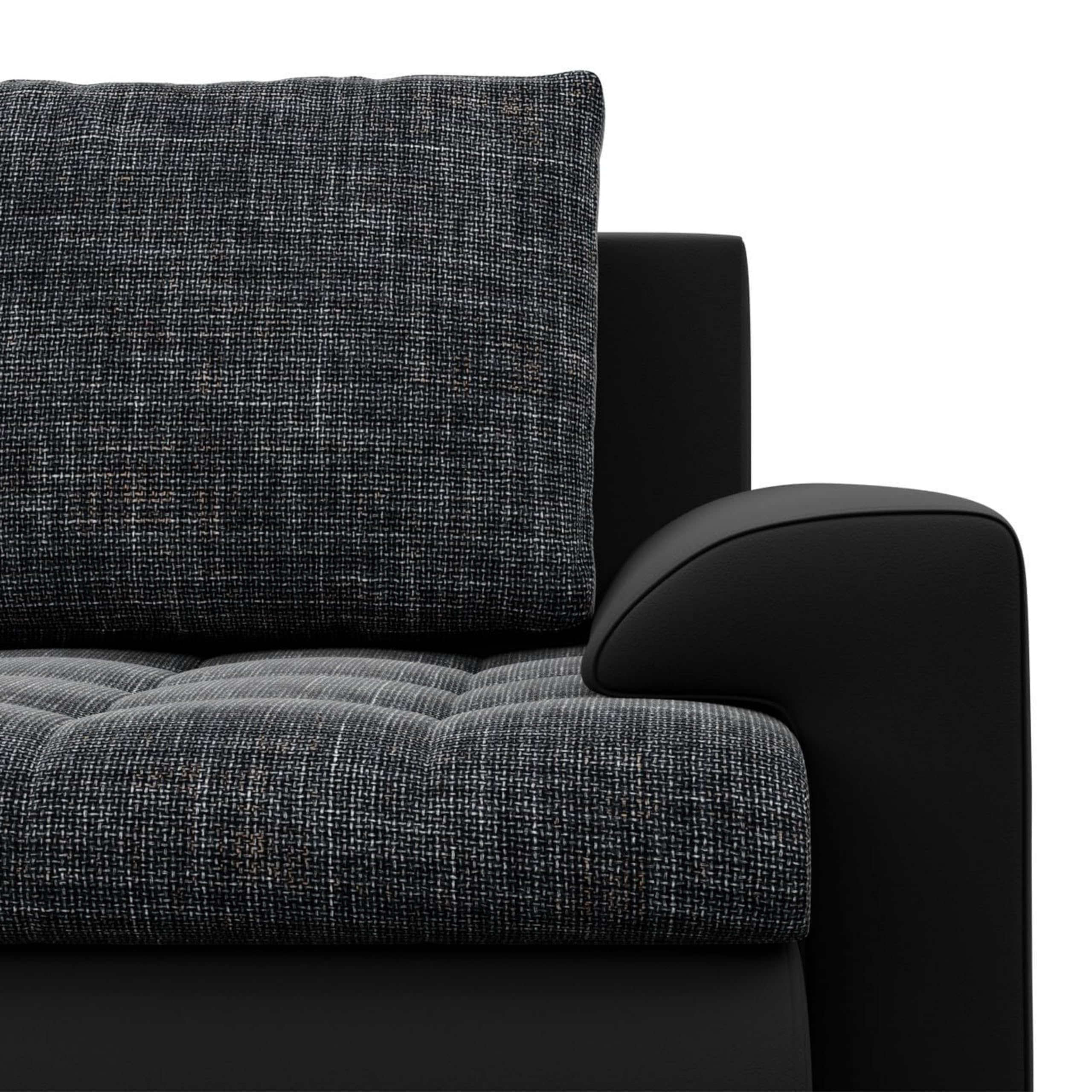 Mebligo - Ecksofa mit Schlaffunktion und 3 Bettkasten FORESTA 300x89x200 (BxHxT) Dunkelgrau + Schwarz - Ottomane Rechts Eckcouch, Couch U Form, Sofa Wohnzimmer, Sofas & Couches, Eckschlafsofa