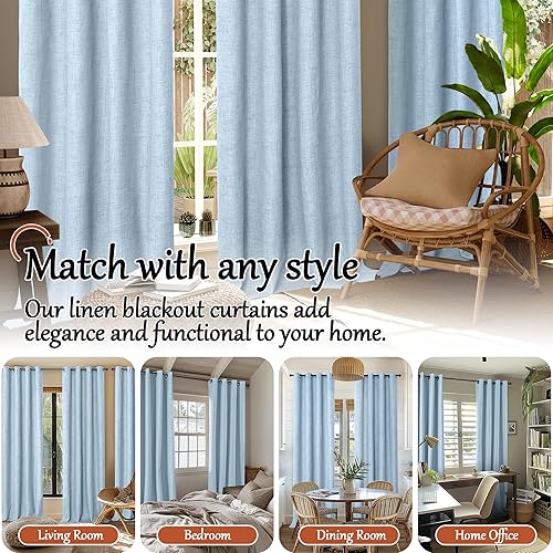 Miniatura 139 de Cortinas opacas de lino de 40 pulgadas de largo para ventana corta de cafetería, cortinas de arpillera con aislamiento térmico, bloqueo de luz