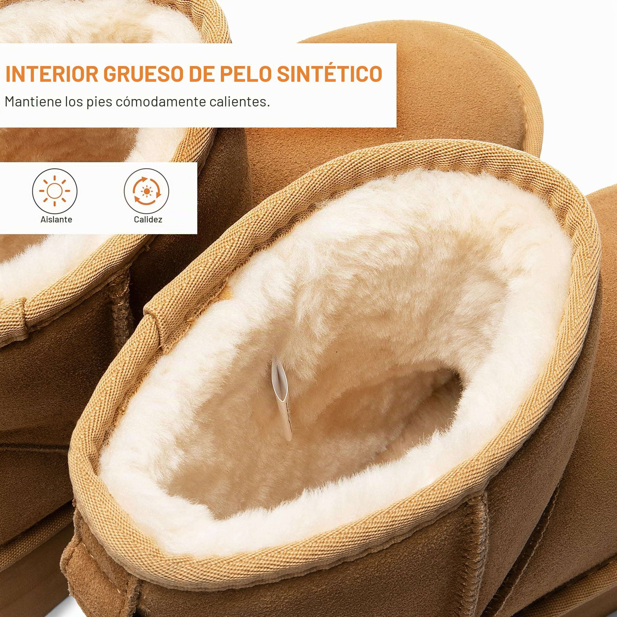 DREAM PAIRS Botas Clásicas de Plataforma de Ante Genuino para Mujeres Impermeables Fuzzy Botas de Invierno de Tobillo para Nieve con Lazos Forro de Piel Sintética