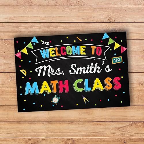Miniatura 2 de Anna Flora Cartel de bienvenida a la clase de matemáticas, decoración personalizada para profesores para aula, impresiones escolares, letrero de
