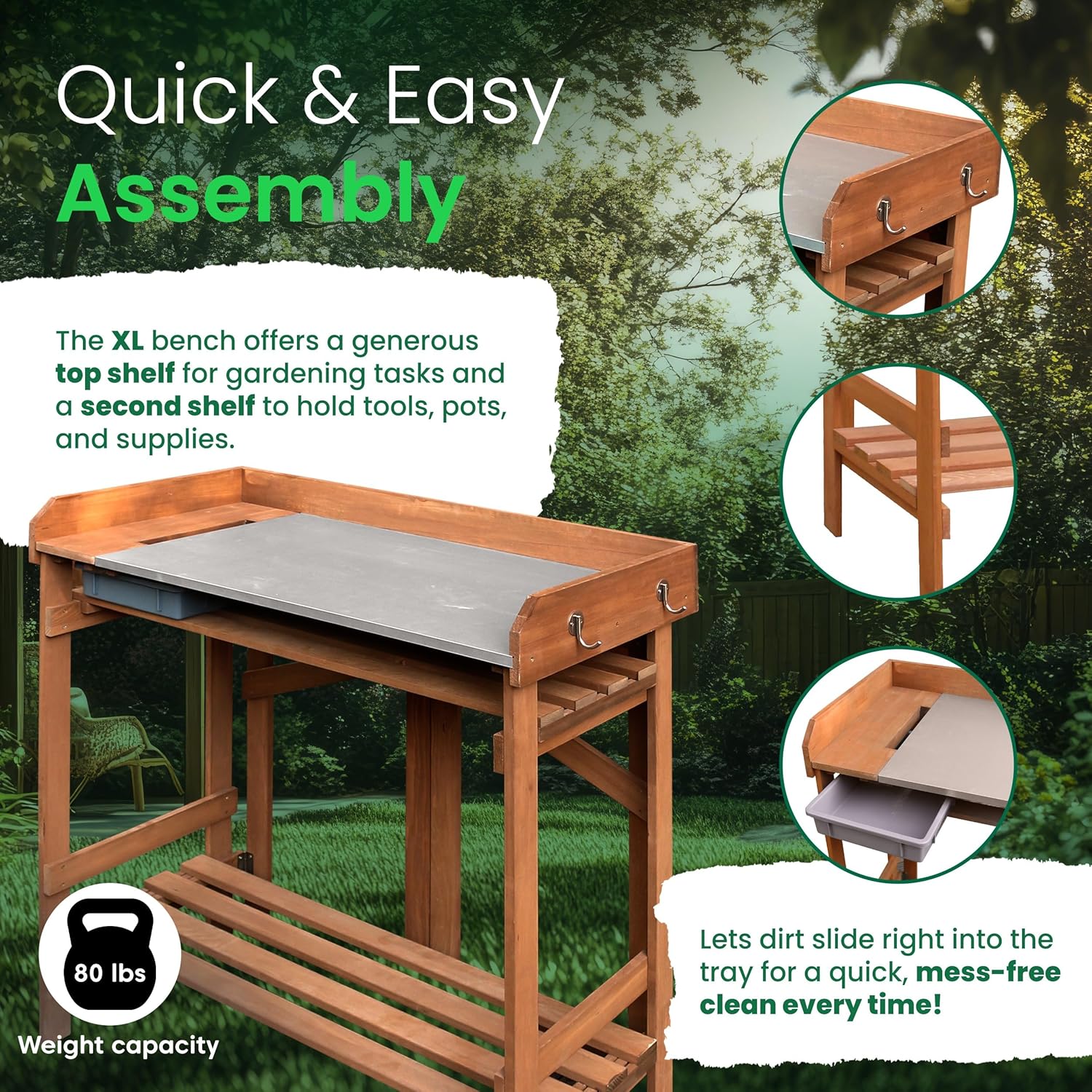 northbeam Large Folding Soil Collection Bin Potting Bench, Cedar Tone