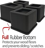 Vista 4 de iPrimio Elevadores cuadrados para cama y muebles, tamaño de elevación de 3 pulgadas, no se agrietan ni rayan pisos, parte inferior de goma
