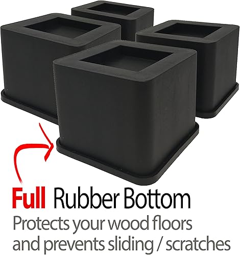 Miniatura 4 de iPrimio Elevadores de cama  Cuadrado, elevador de 3 pulgadas, resistente, paquete de 8, hasta 6800 libras  Bloques de elevación de cama, elevadores