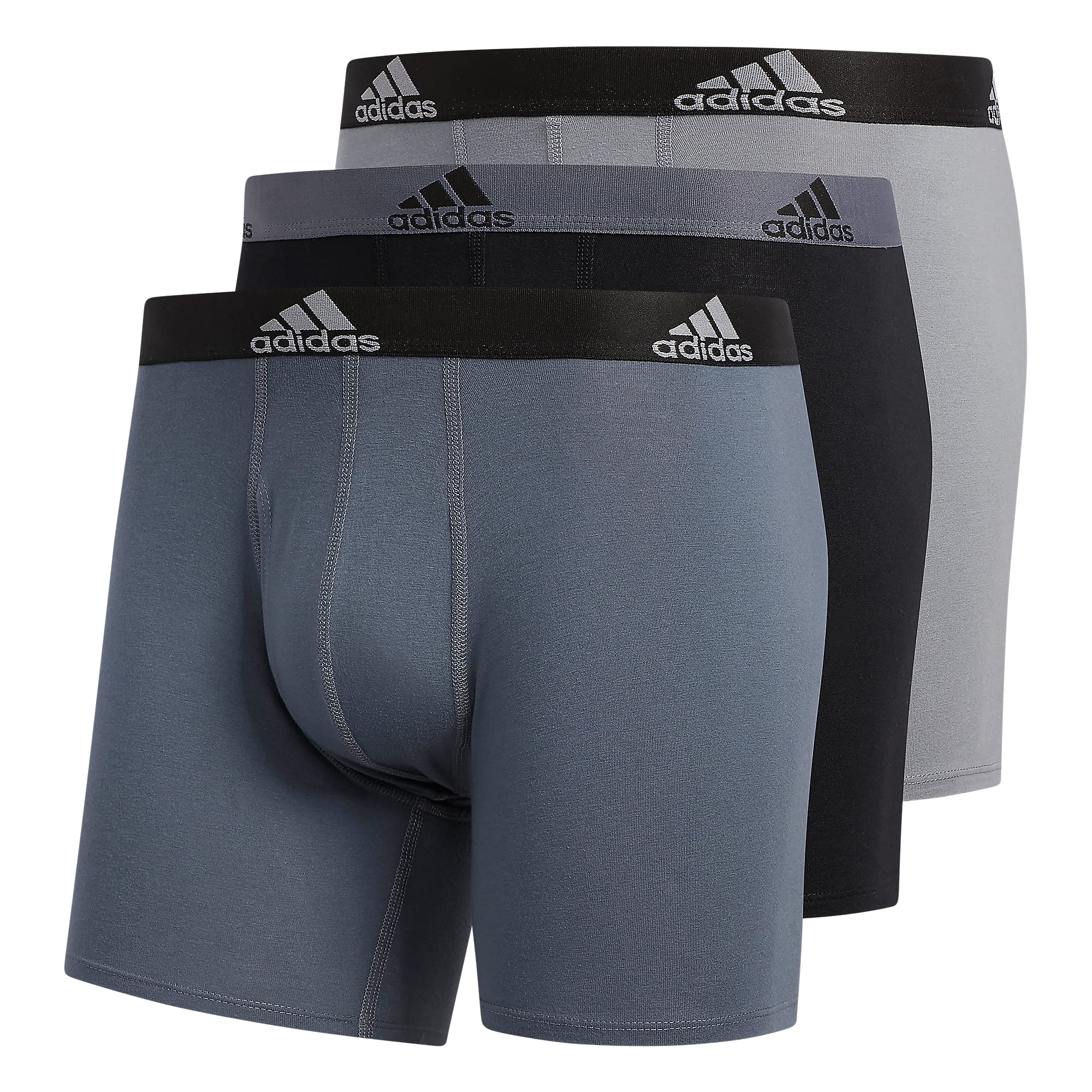 adidas Mens Stretch Cotton Boxer Brief Underwear 3-Pack -2020