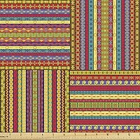 Vista 31 de Ambesonne The Yard, tela de mariquitas de The Yard, flores exóticas hibisco hawaiano follaje ilustración botánica flor de primavera, tela