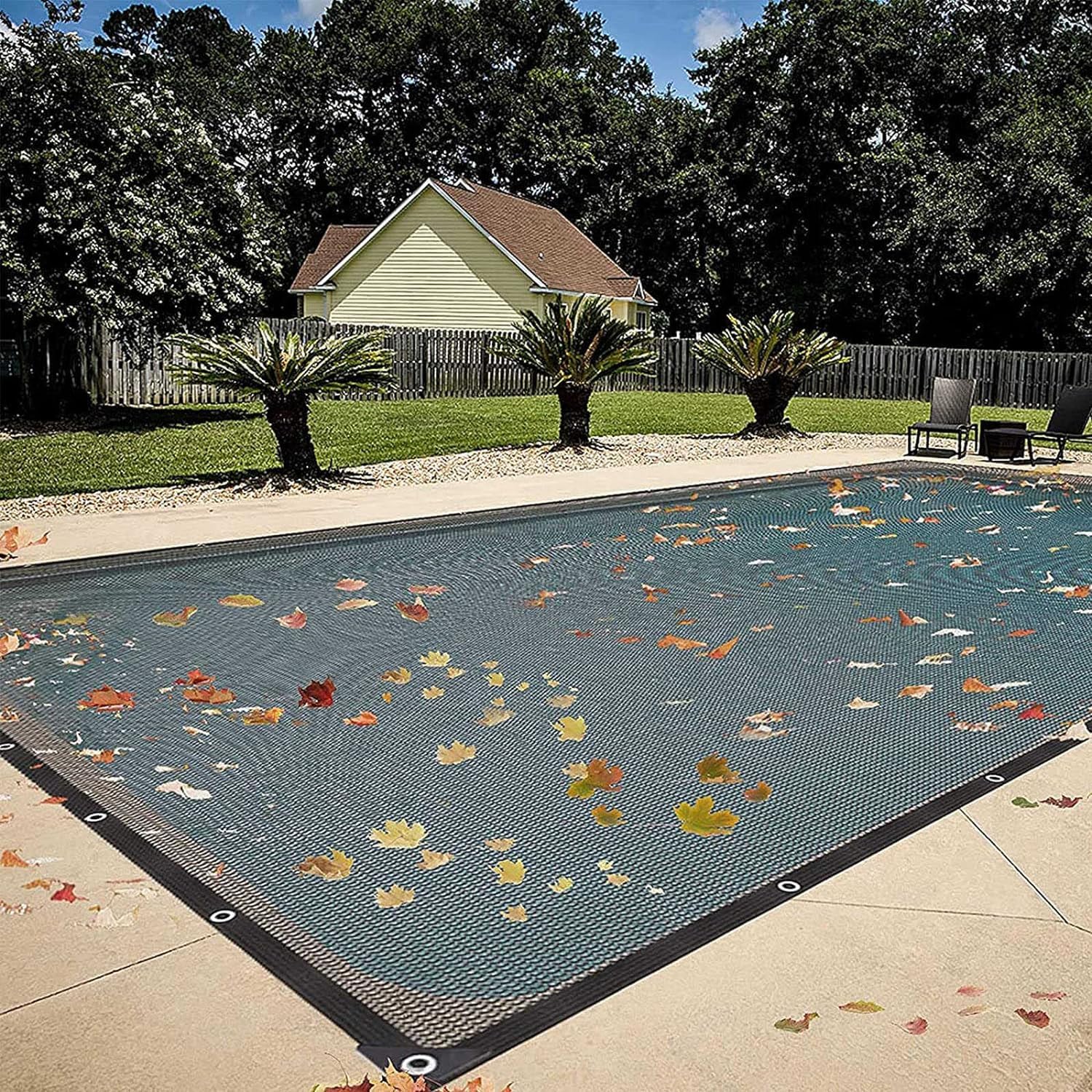 Leaf Net Cover Above - Ultimate Winter Pool Cover for In Ground Swimming Pools - Rectangle Mesh Pool Covers to Keep Leaves at Bay - Premium Screen Cover,Black,3 m x 6 m