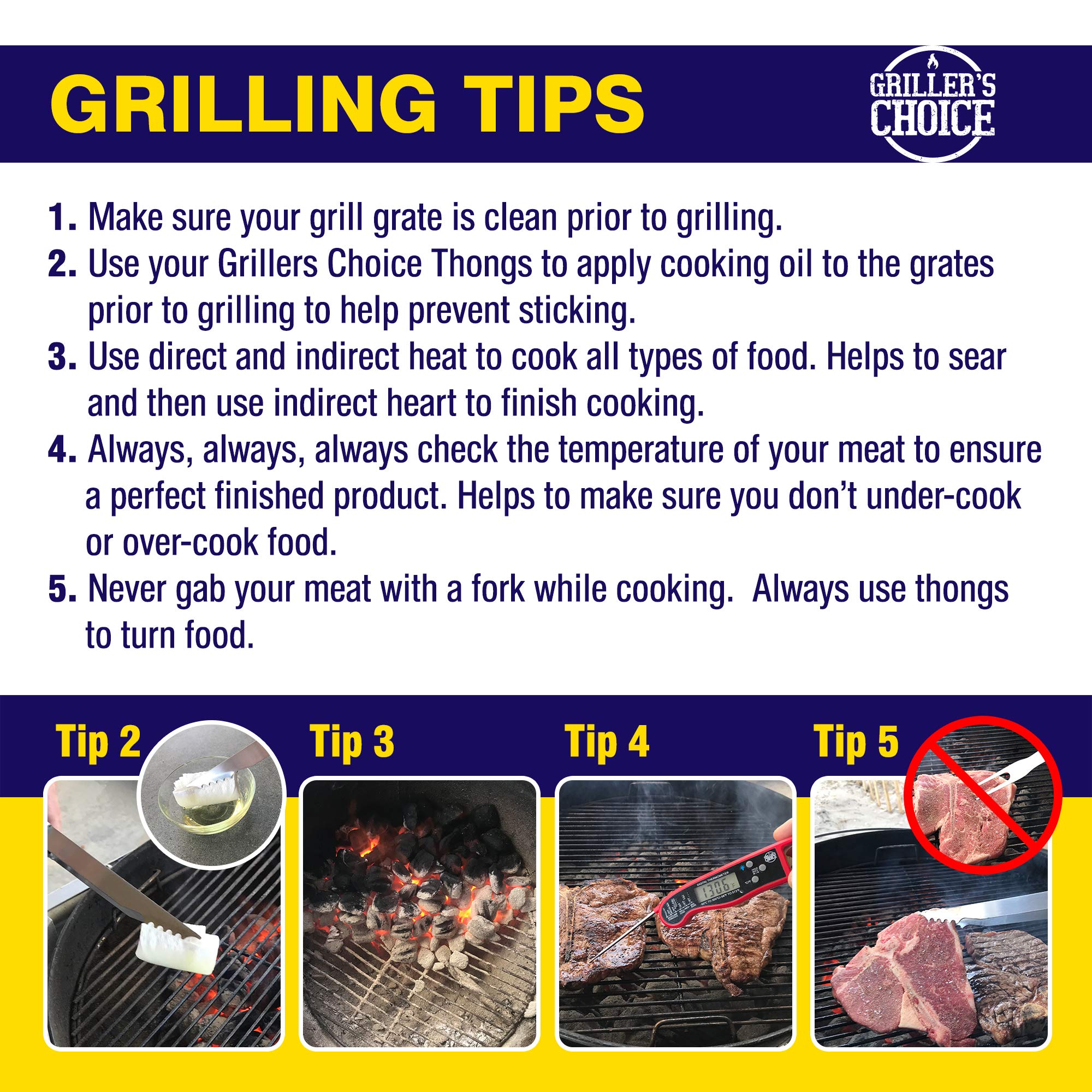 Griller's Choice - Cestino rettangolare con manico rimovibile, grande cestino commerciale antiaderente con manico per grigliare all'aperto. Progettato da Chef, BBQ Judge. Accessorio per barbecue