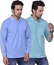 SMAN Polo T Shirt for Men with Pocket, Regular Fit, Full Sleeve Maty Look Combo Pack of 2