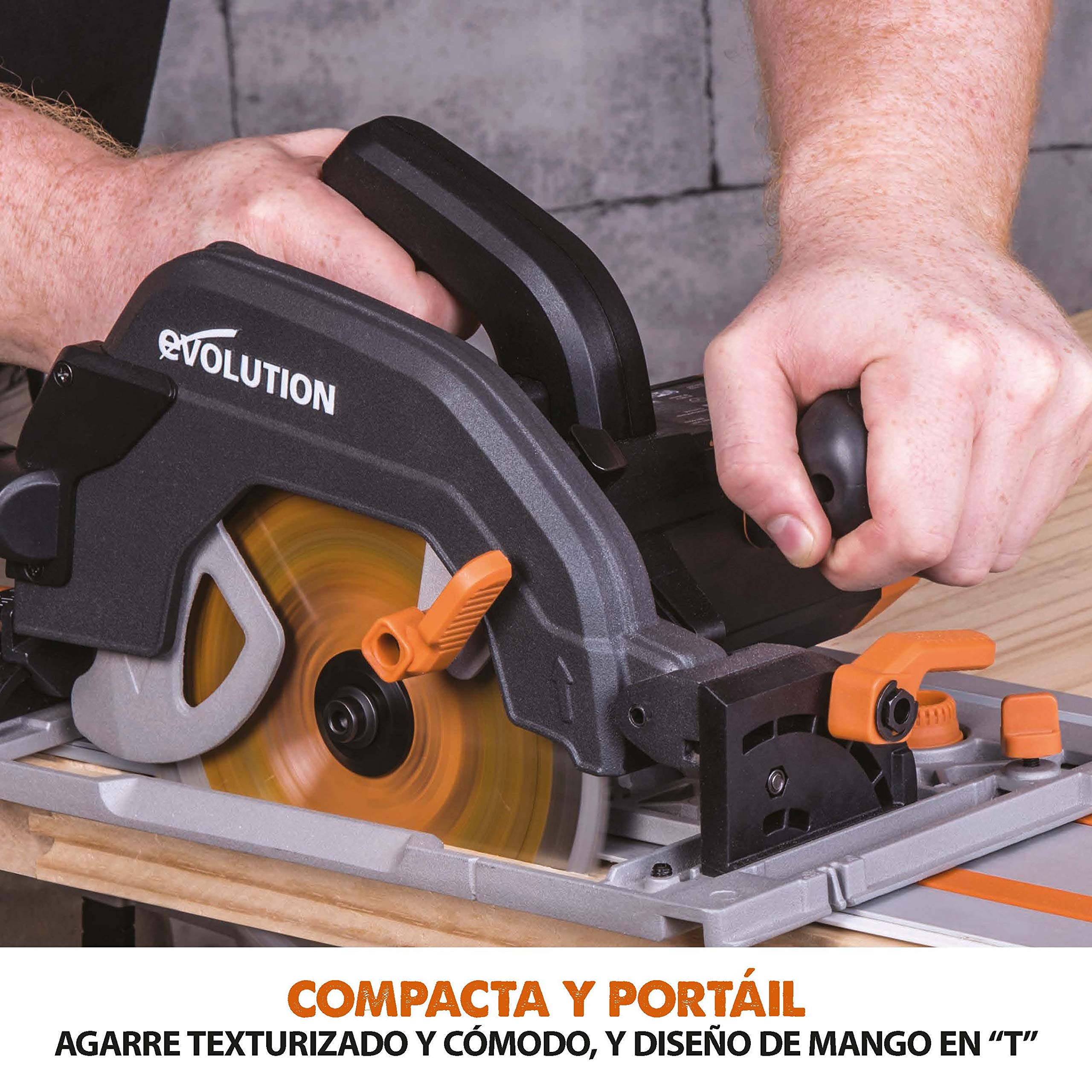EVOLUTION POWER TOOLS R185CCSX Sierra Circular multimaterial Compatible (Paquete de combinación 1020 mm con guía incluida), 230 V, 185 mm