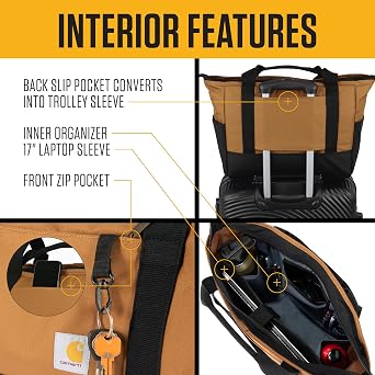 Carhartt Horizontal Zip Classic Laptop Tote Bag, Durable Water Repellent Material W/ 17 Tablet Sleeve