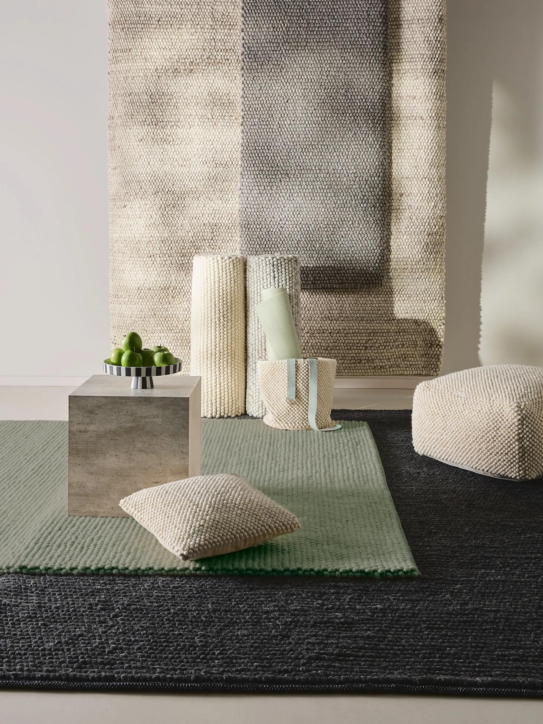 benuta Tapis en pure laine Beads - Laine - Rectangulaire & Style : Uni, Natural Living - Facile d'entretien pour salon, chambre à coucher, beige, 80 x 150 cm