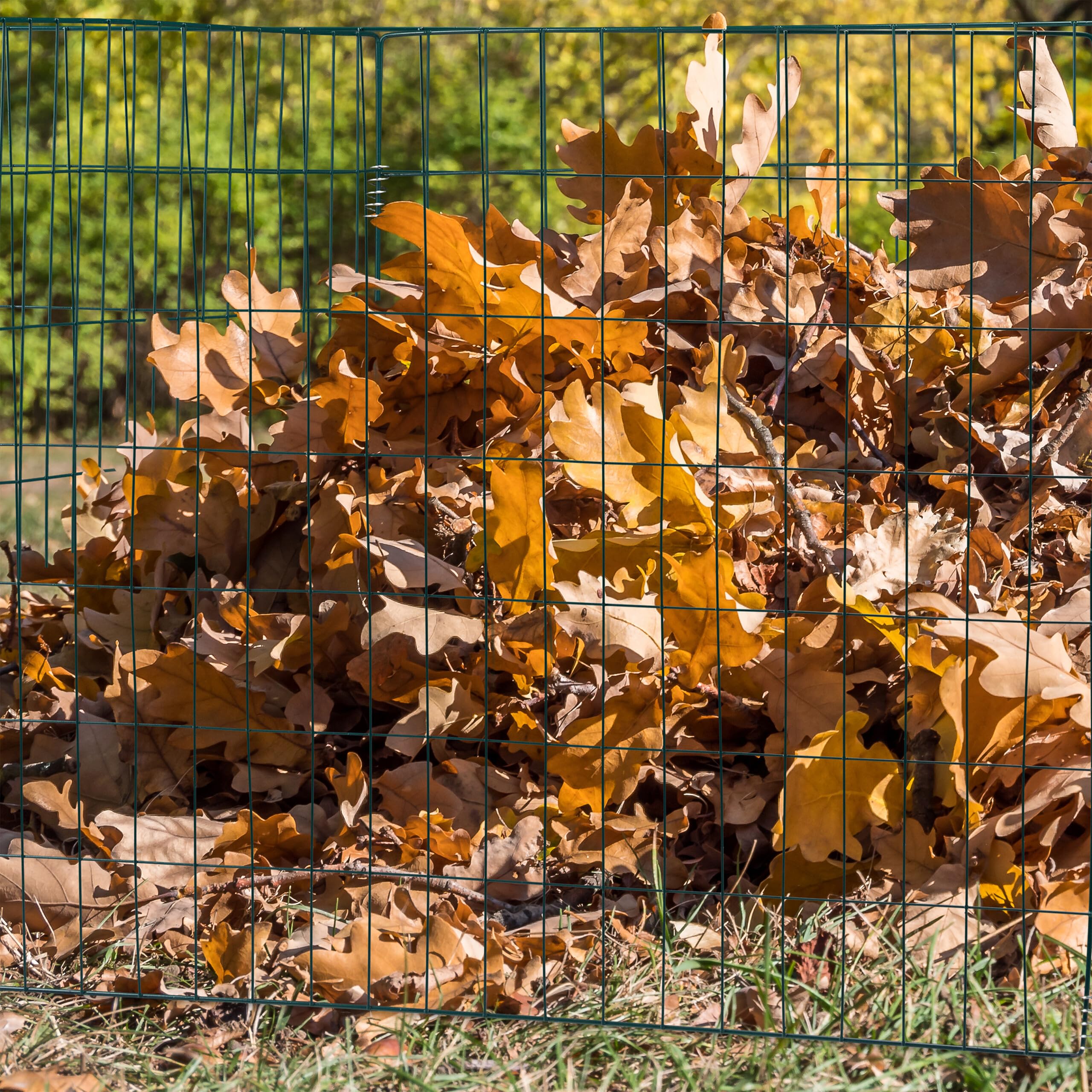 Relaxdays Compostiera in Metallo, Set da 3, per Compost da Giardino, Contenitore Grande, 560 k, Fogliame, Verde Scuro