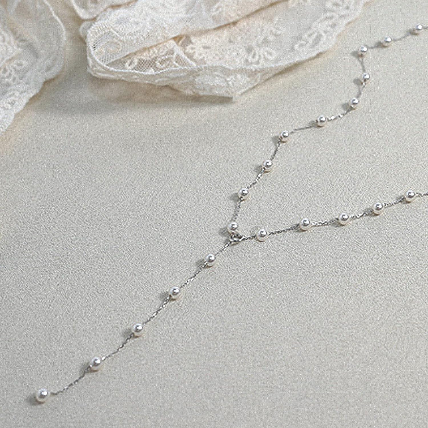 HAXIYA Lariat Gold Necklace for Women Dainty Long Necklace 14k Gold Plated/Silver Y-Shaped Pendant Drop Chain Trendy Layered Pearl/Beaded/CZ Necklaces Simple Gold Jewelry For Women Gift