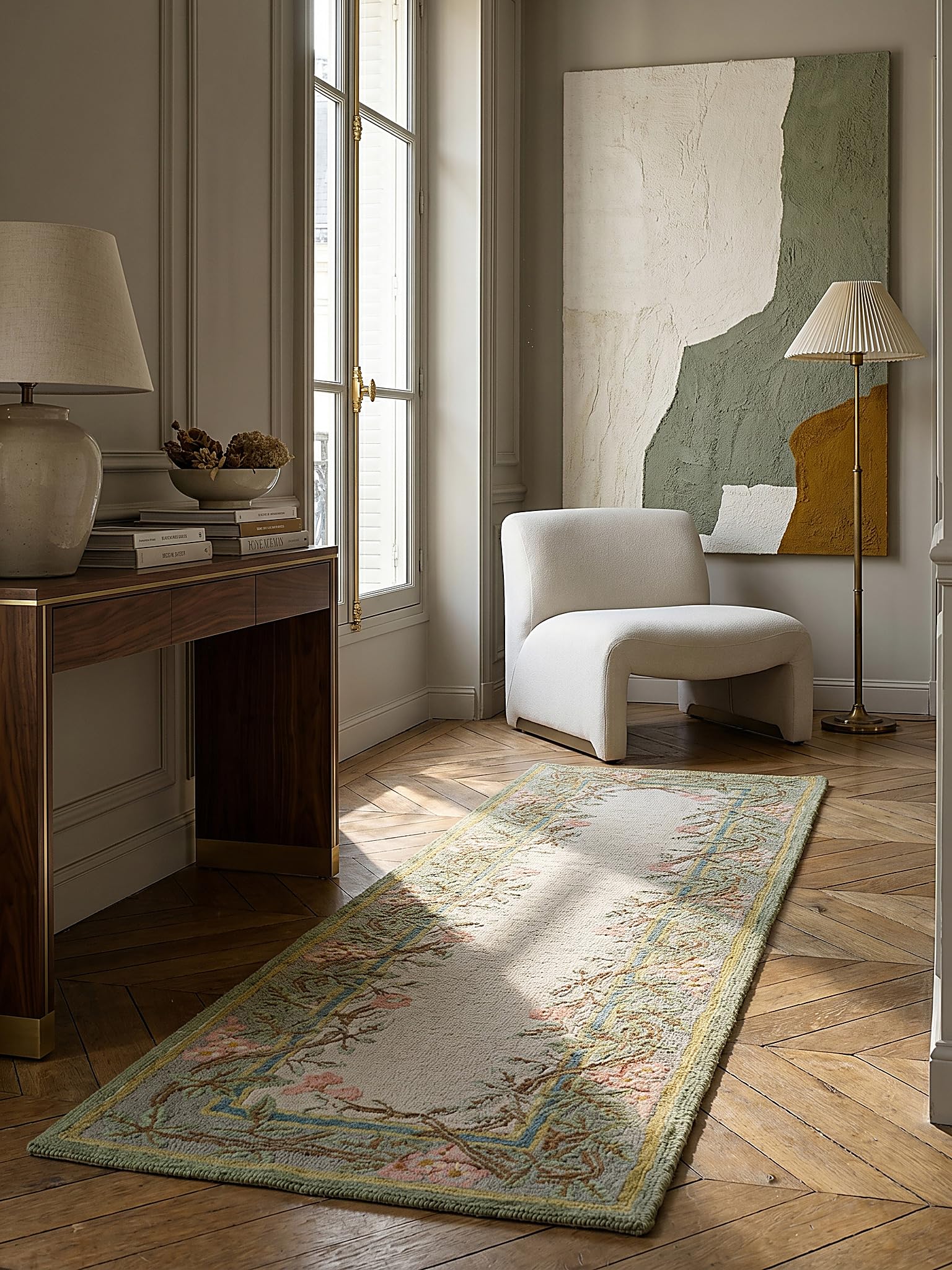 Tapis de Passage Motif Floral Dense et Robuste Multicolore 80 x 300 cm Salle à Manger | Soar