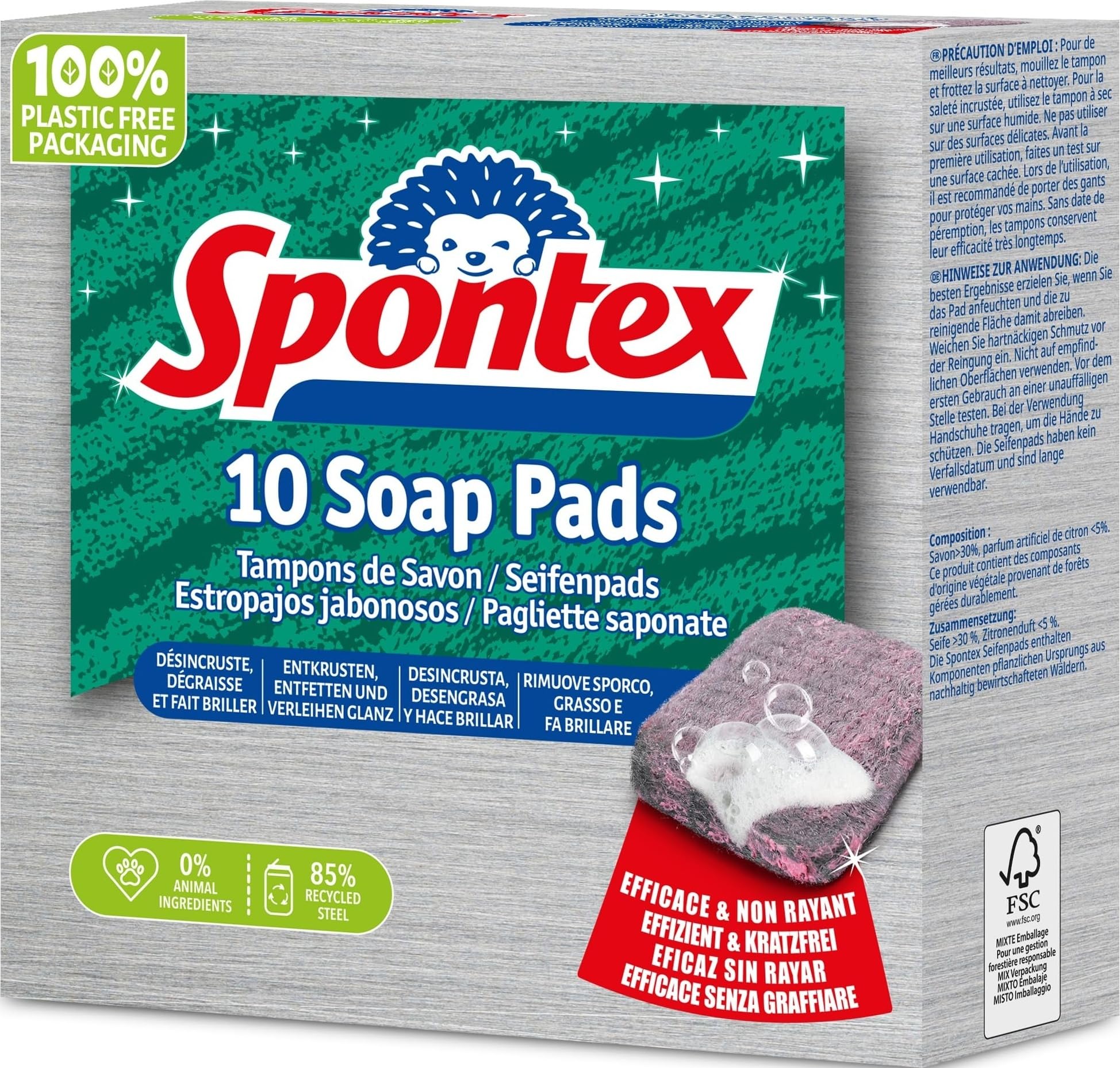 Spontex 10 Soap-Filled Scourer Pads | Tough on Grease & Grim