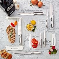 Vista 5 de Farberware Juego de 15 cuchillos de acero inoxidable estampados, juego de cuchillos de cocina de acero inoxidable de alto carbono con asas
