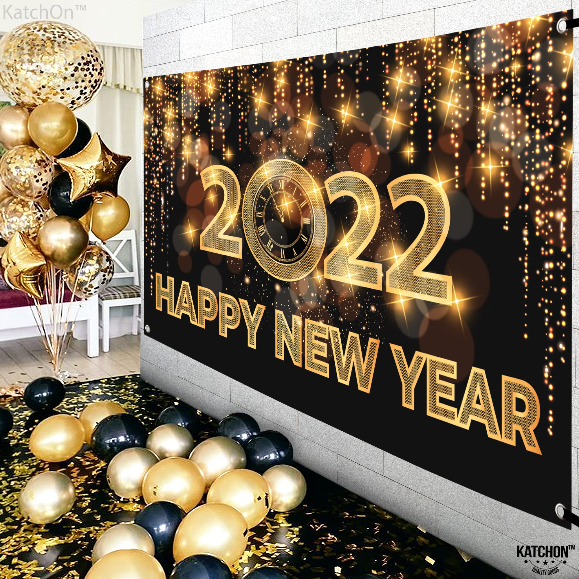 Amazon.co.jp: XtraLarge Happy New Year バナー 2021 - ブラック 