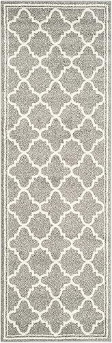 Miniatura 3 de Safavieh Amherst Collection AMT422B - Alfombra para interiores y exteriores, color gris claro y beige