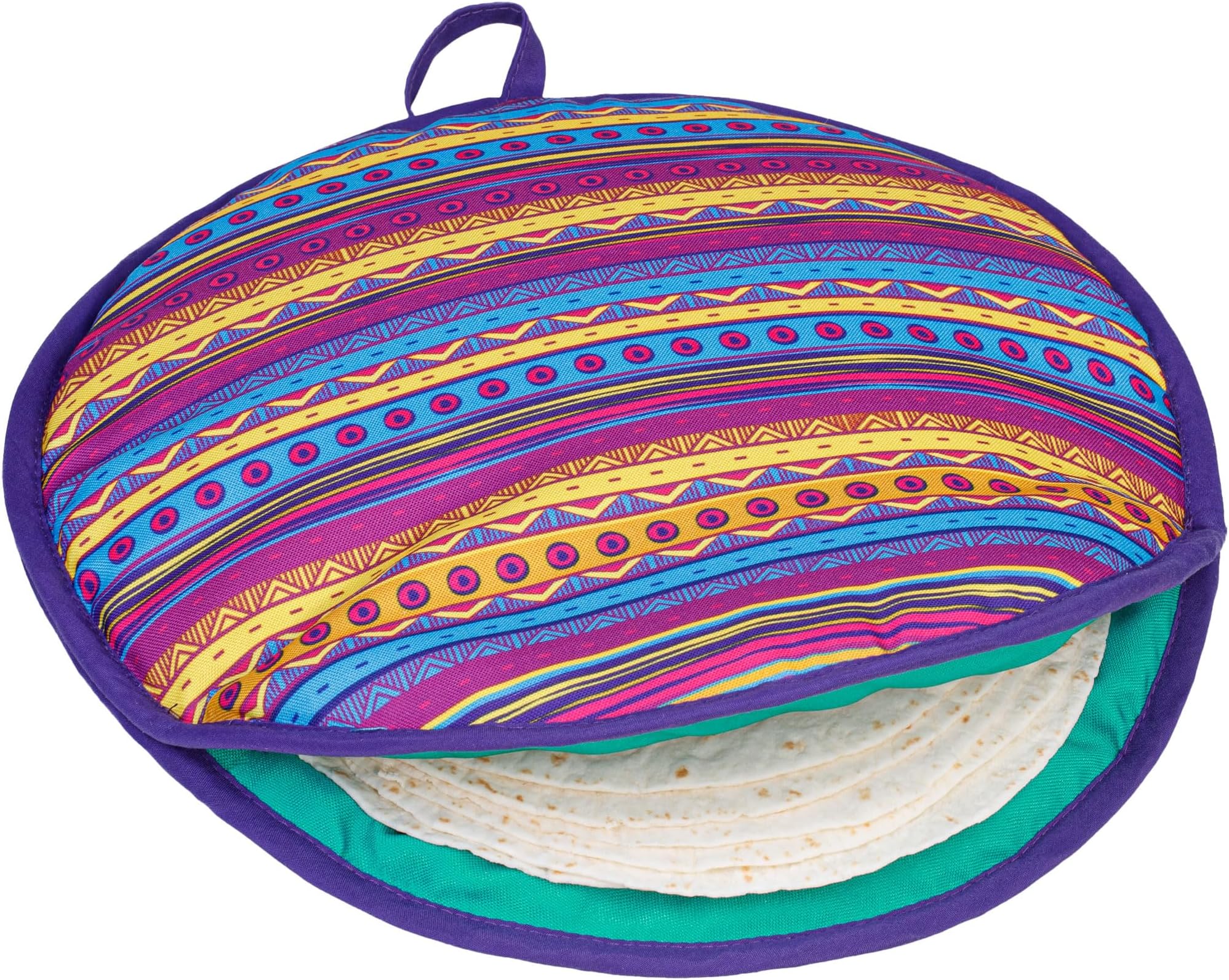 Tortilla Warmer Pouch (Multicolour, 12 Inch), Microwavable Fabric Tortilla Heater Pouch to Keep Tortillas Soft & Warm, Insulated Heat Keeper for Flour & Corn Shells, Ideal for Tacos & More by PixiPy