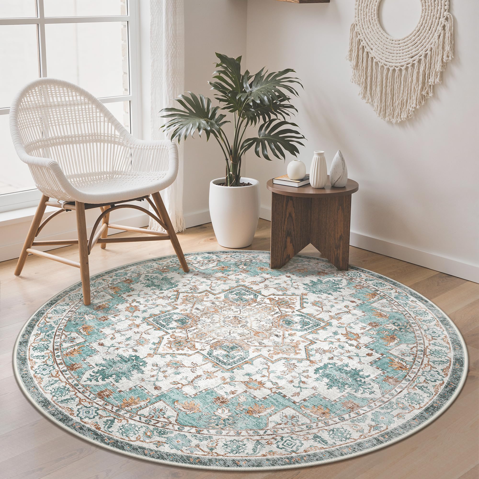 GENIMO Vintage Teppich, Teppiche Wohnzimmer, Waschbare Teppiche, Boho Teppich, Klein Carpet rutschfest