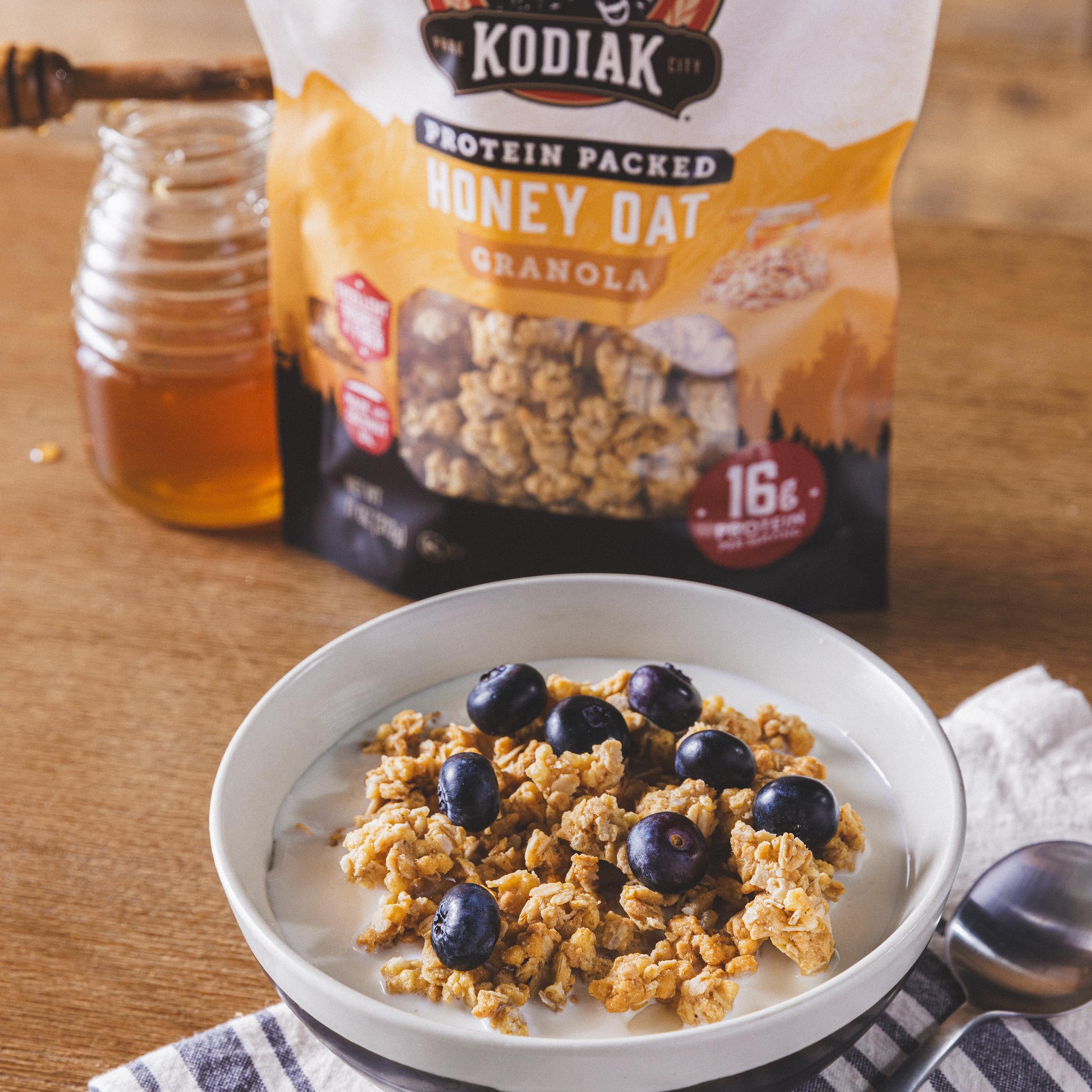 Kodiak Cakes Muesli, avena con miel, rica en proteínas, 100% grano entero (5 bolsas)