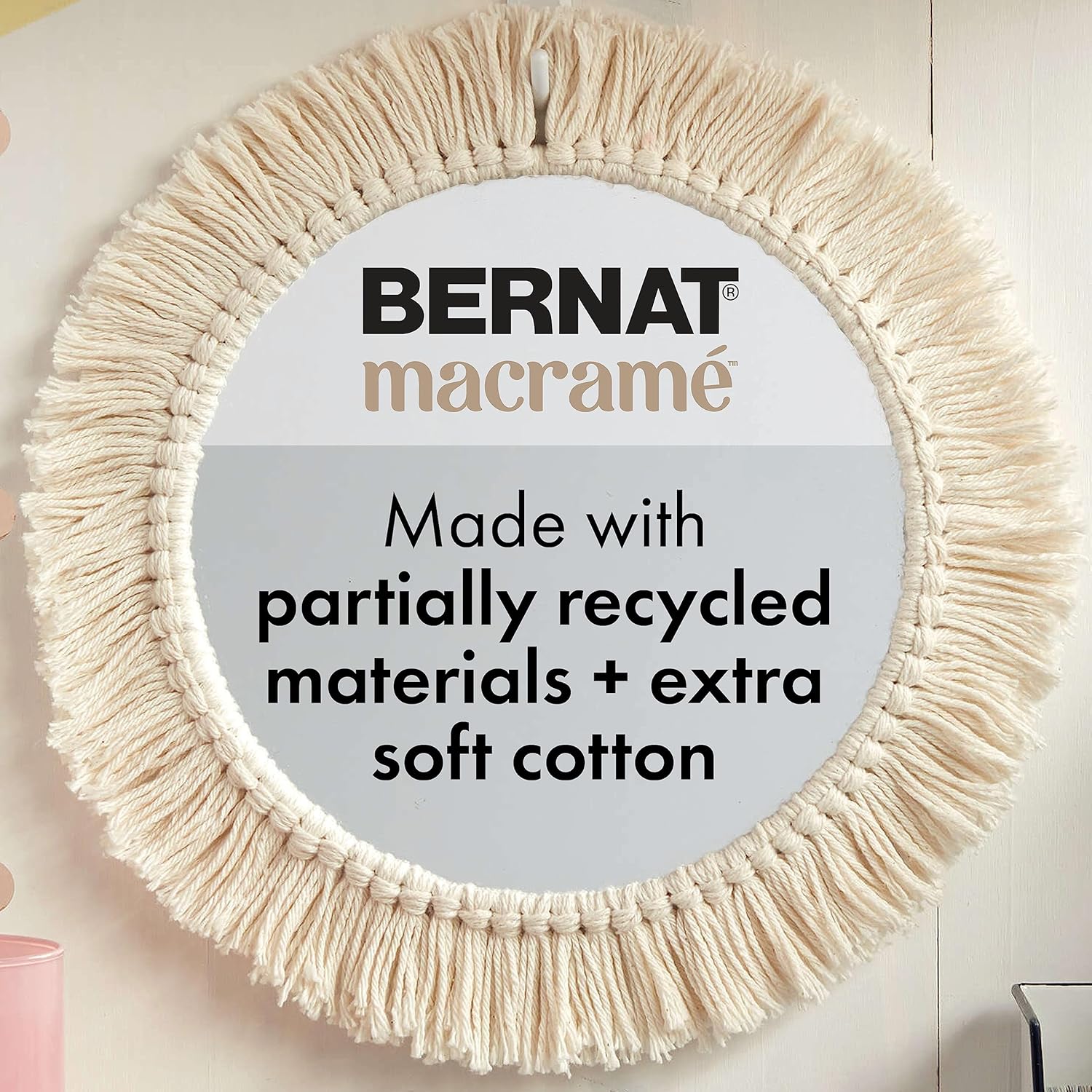 Bernat Macrame Yarn - 3 Pack of 250g/8.8oz - Cotton - #6 Super Bulky - Knitting, Crocheting & Crafts, Sunshine