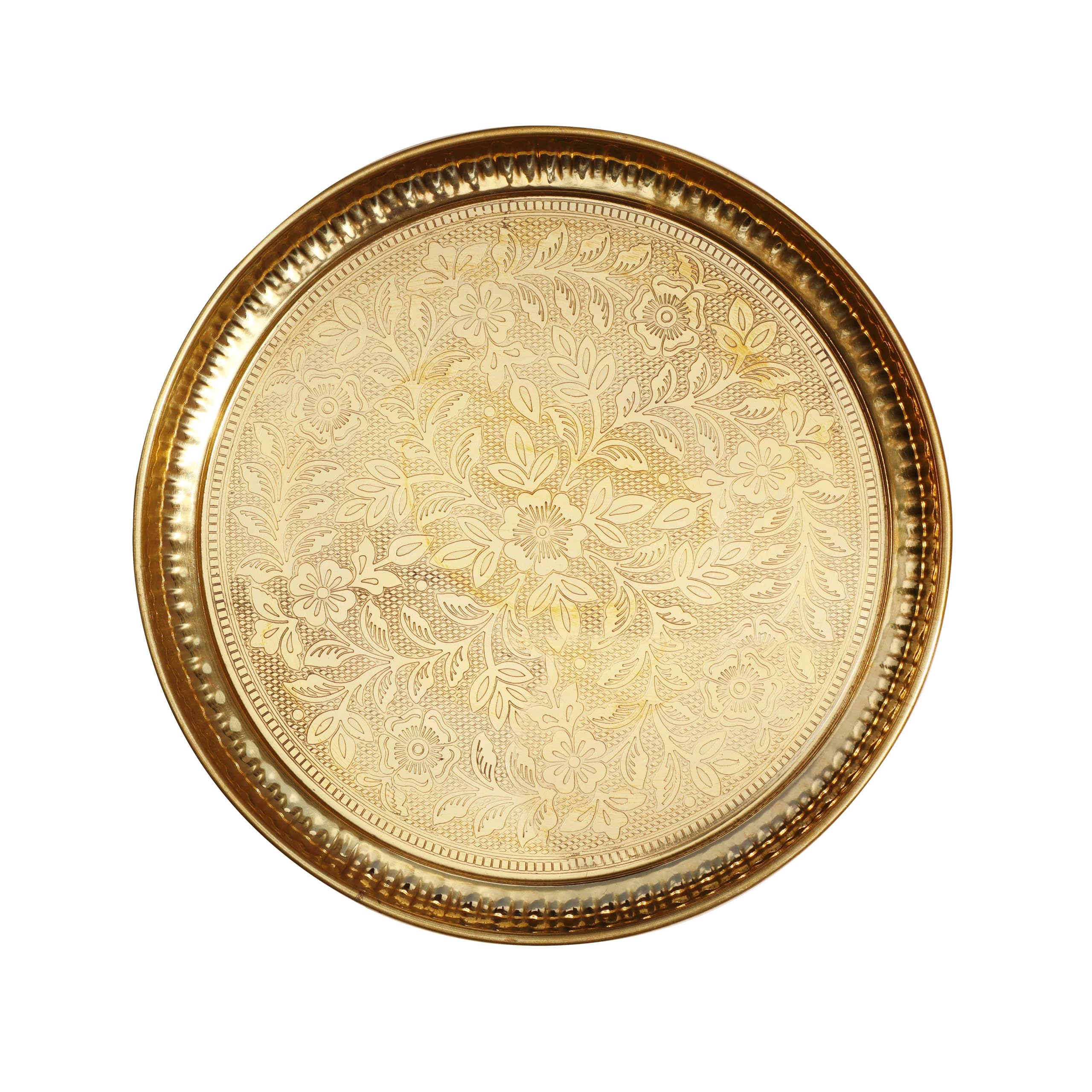 Pure Source India Handmade Flower Embossed Design Brass Puja Thali, Meenakari Pital Aarti Plate Used for Hindu Rituals Like Pooja, Karwa Chauth, Rakhi, Diwali, Return Gift Items (8 inches) (B0DF7ZGW84) Amazon Price History, Amazon Price Tracker