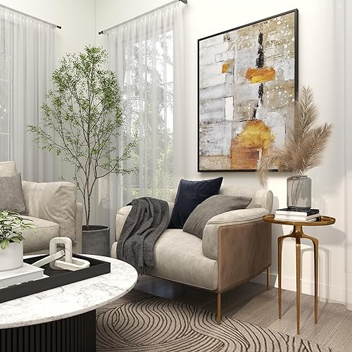 Miniatura 44 de Deco 79 Mesa auxiliar de metal de aluminio inspirada en la bandeja superior con 3 patas de trípode, mesa auxiliar de 16 x 16 x 25 pulgadas, color