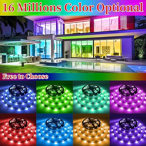 Miniatura 3 de QZYL Luces LED para dormitorio, tira de luces LED RGB alimentadas por USB de 25 pies con control remoto IR de 44 teclas, tira de luz LED inteligente