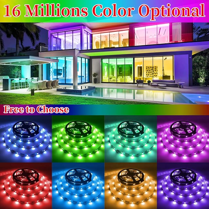 Tira de luces LED multicolor de 25 pies con control remoto miniatura 3