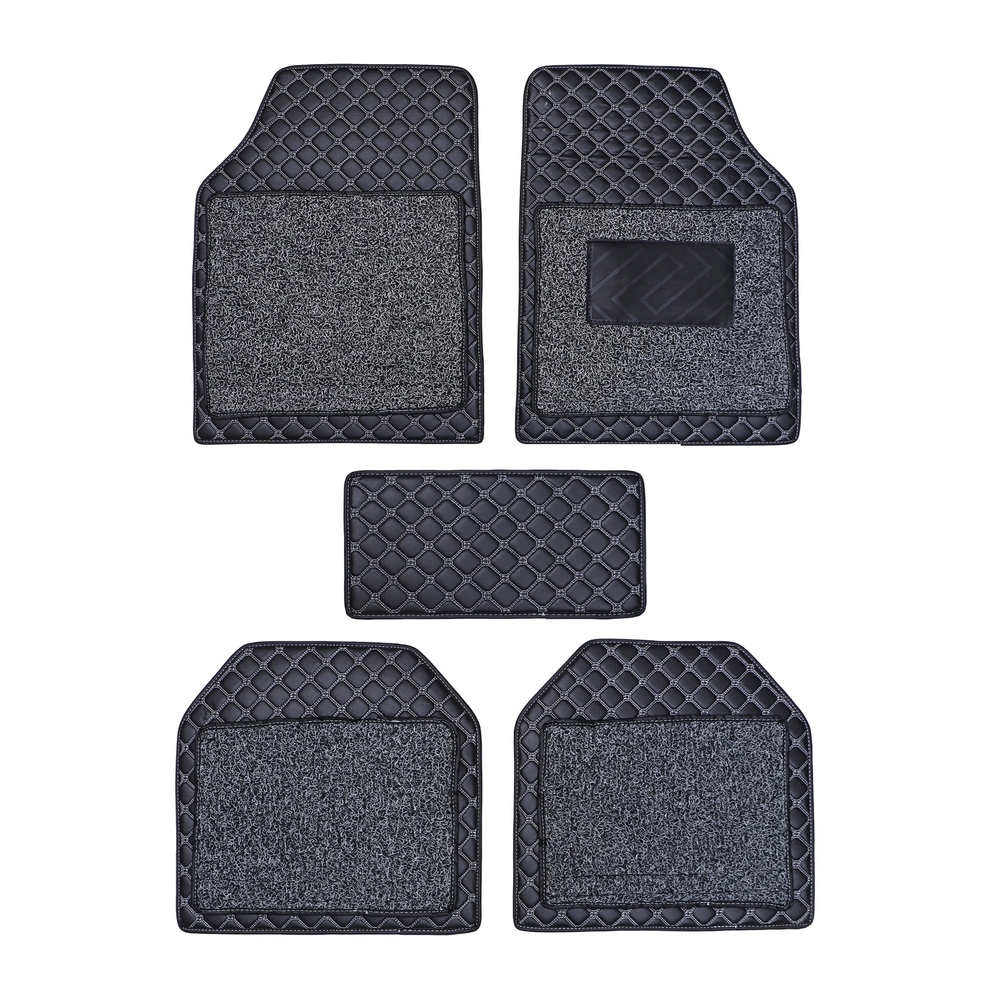 CARNEST 7D Car Floor Mats Compatible with -Honda Jazz (2014-2018) All Model, Set of 5 Pcs, 100% Waterproof Luxury Leather Triple-Stitch Car Foot Mat with Detachable Grass, Black-image-25