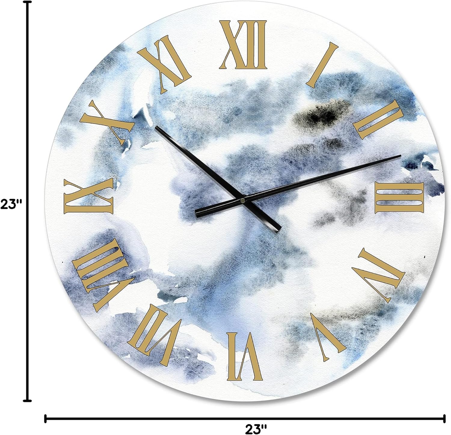 Modern Wall Clock 'Abstract of Dark Blue Clouds IV' Abstract & Fractals Large Wall Clock for Home Decor