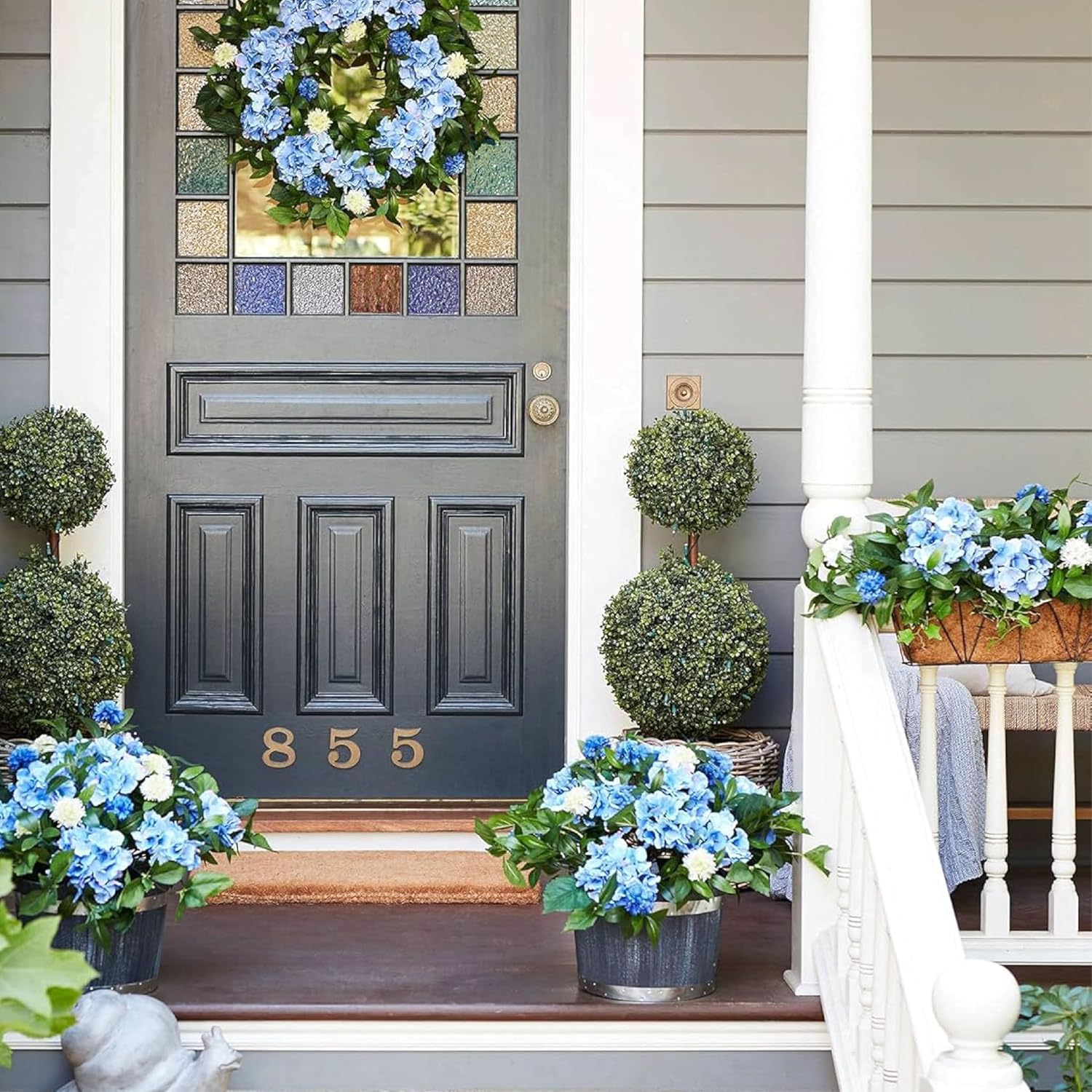 Balsam Hill Outdoor Hydrangea Spring Potted Foliage - 26" Premium UV-Protected Artificial Outdoor Flowers for Porch, Patio, & Garden