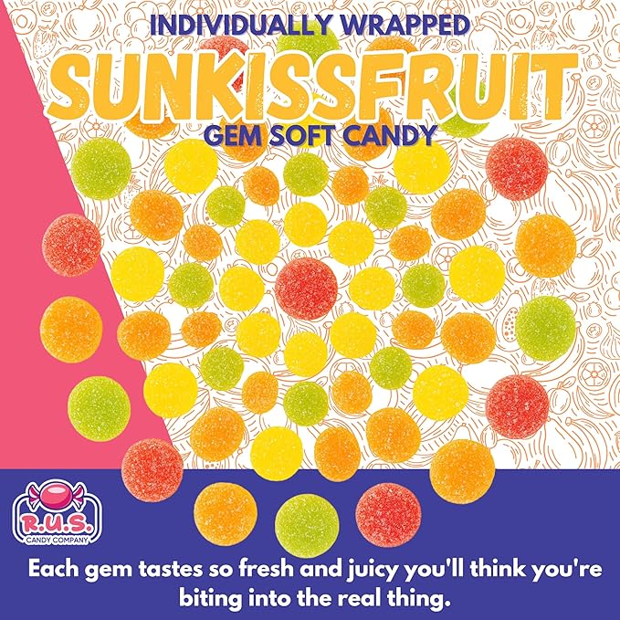 SunkissFruit Gems, 1 Libra Bolsa a Granel, Gomitas de Fruta miniatura 7