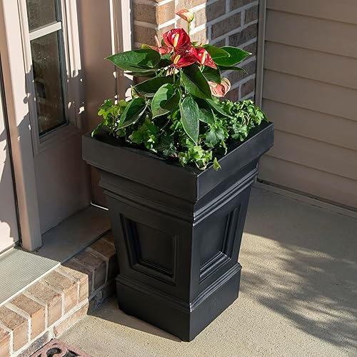 Miniatura 3 de Step2 Atherton - Maceta para interiores o exteriores, color negro ónix, paquete de 2 unidades, función de riego automático personalizable,