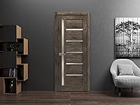 Vista 14 de SARTODOORS Quadro 4088 - Puerta interior de 36 x 96 pulgadas, losa de puerta abatible individual con vidrio esmerilado, MDF sólido de ceniza