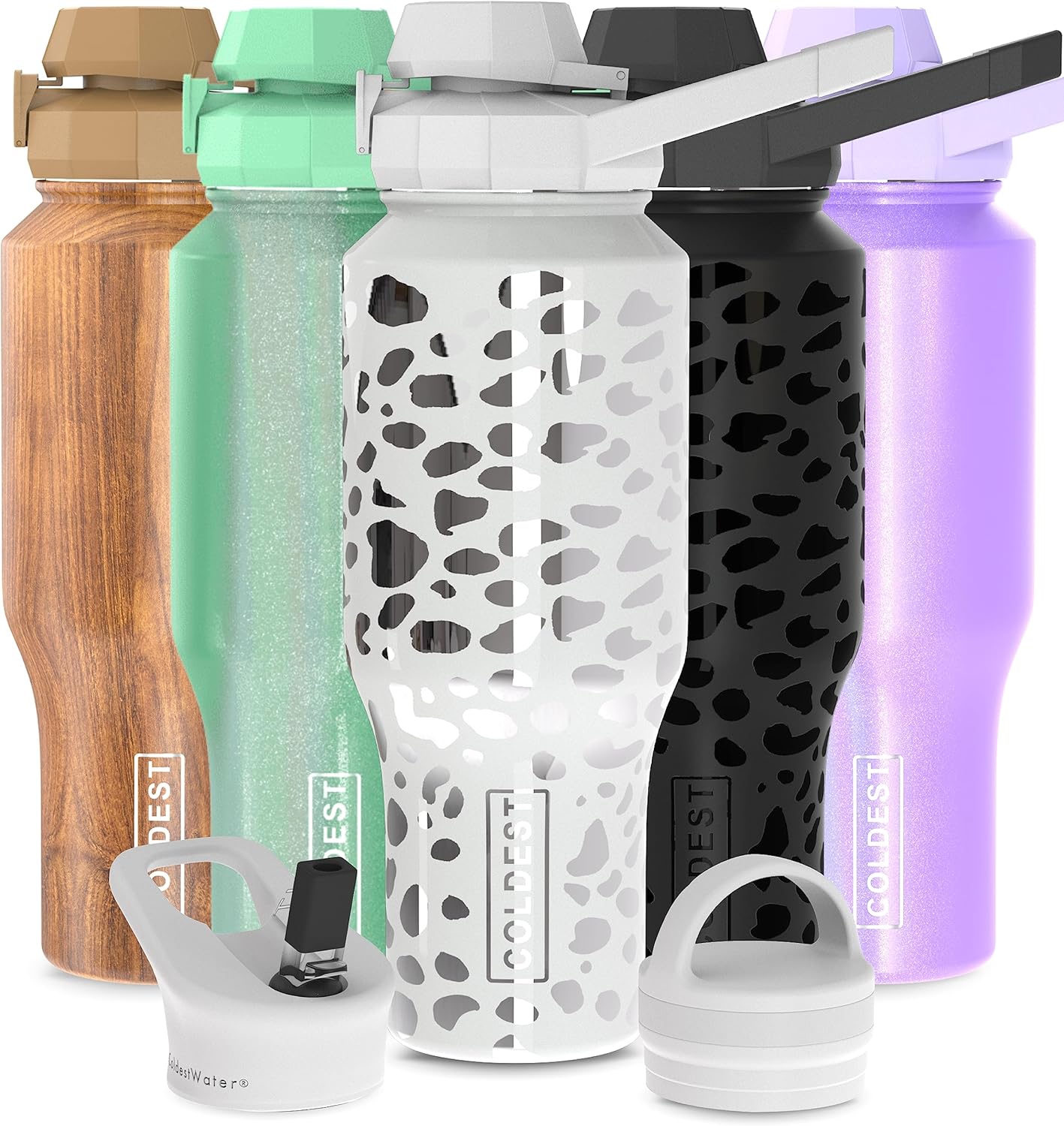 COLDEST Sports Water Bottle 3 Lids (Chug Lid, Straw Lid