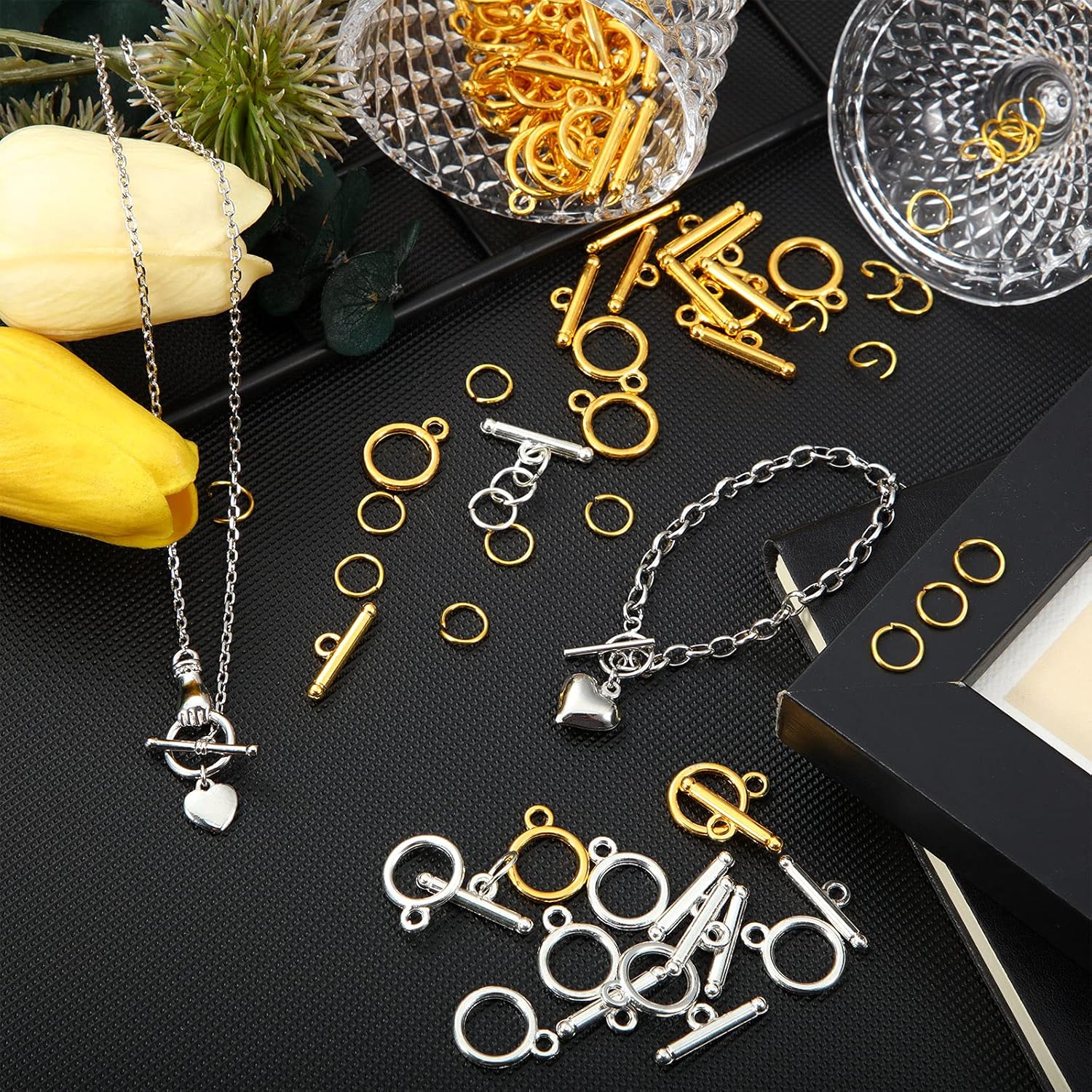 260 Pieces Toggle Clasps for Jewelry Making Include 60 Pairs Alloy Toggle