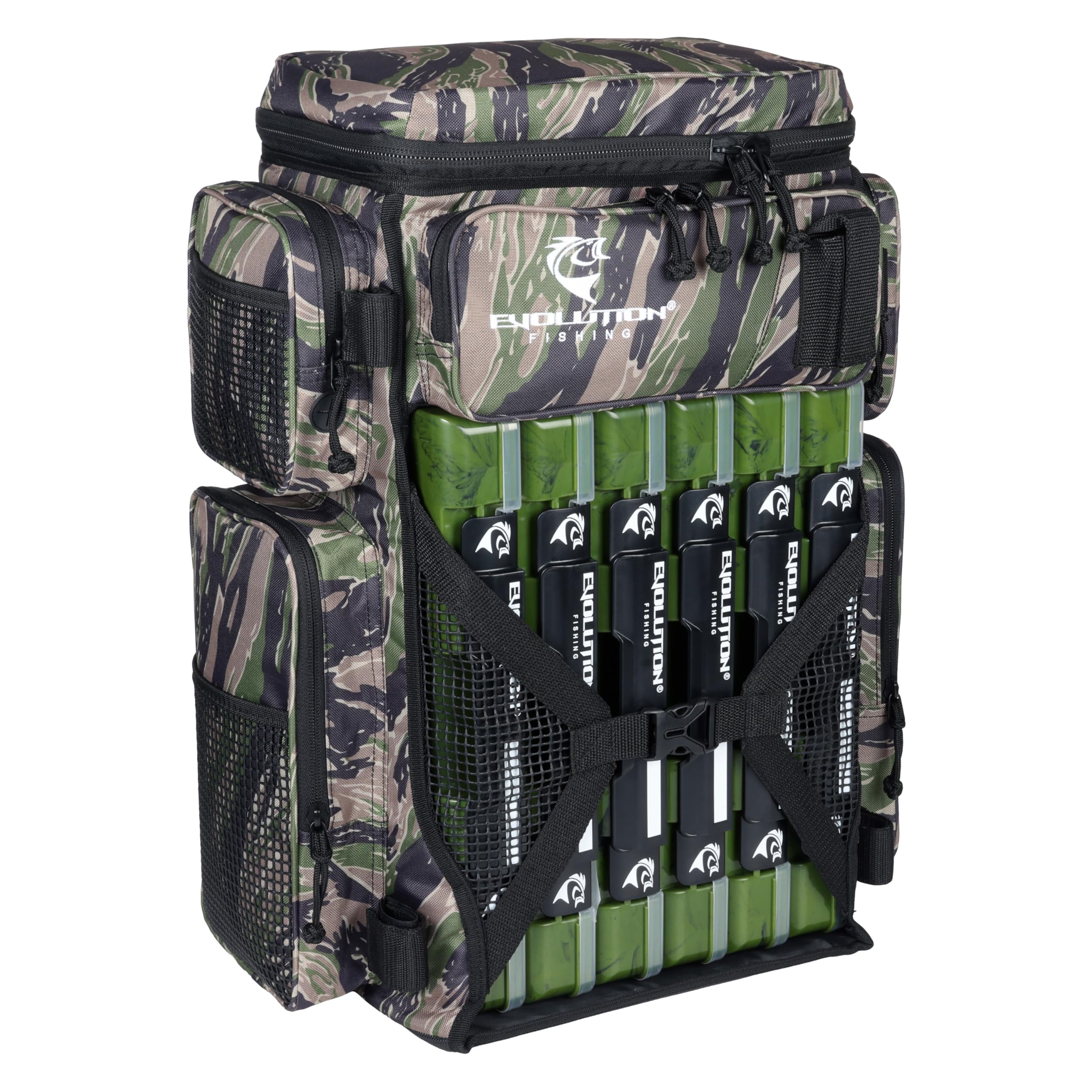Evolution Fishing Drift Series Tackle Backpack, Outdoor Rucksack w/ 6 Fishing Tackle Trays, Heavy Duty