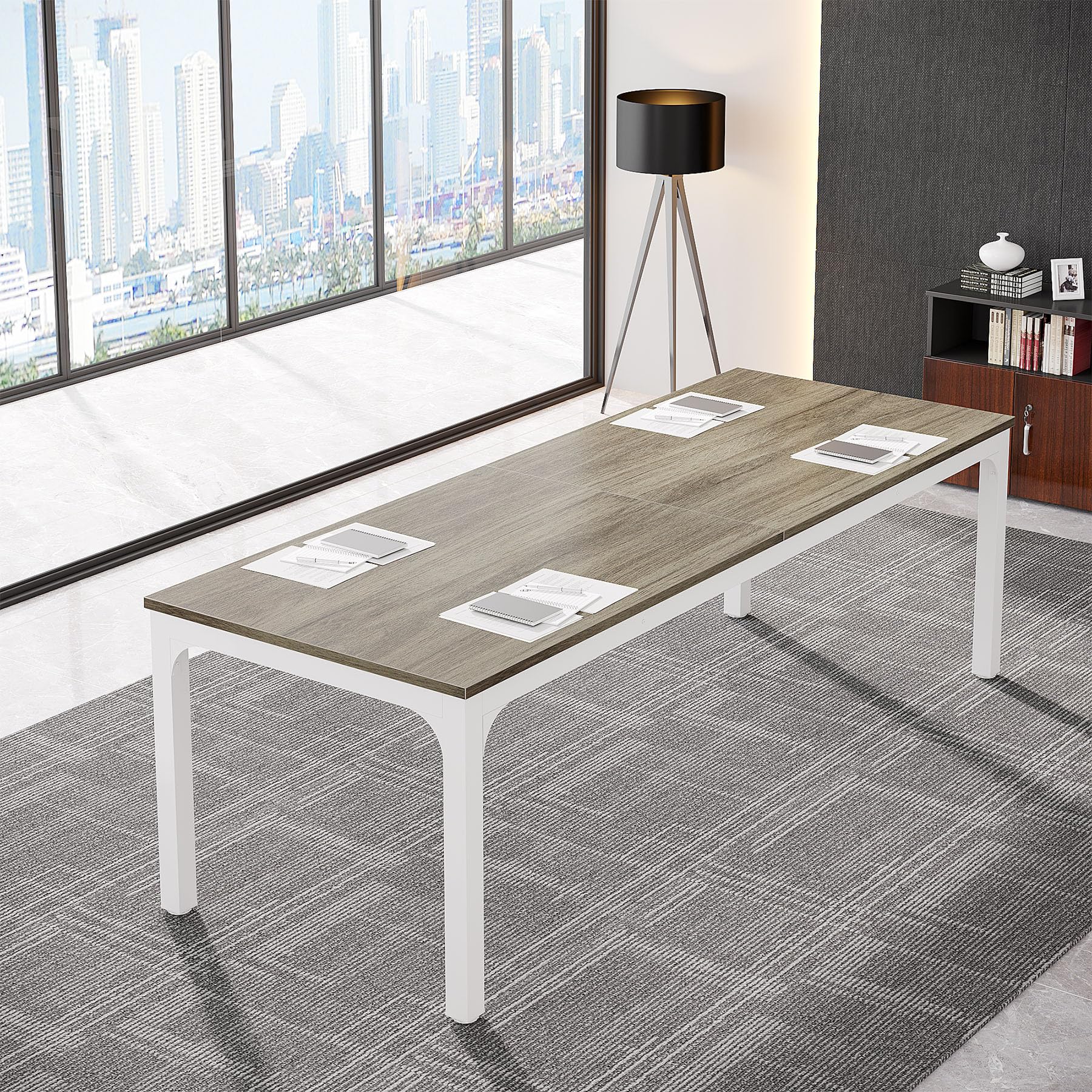Tribesigns 6.5FT Conference Table, 78.7 Inche Rectangle Meeting Seminar Table, Large Business Tables for 6-8 People, Oak (Only Table)