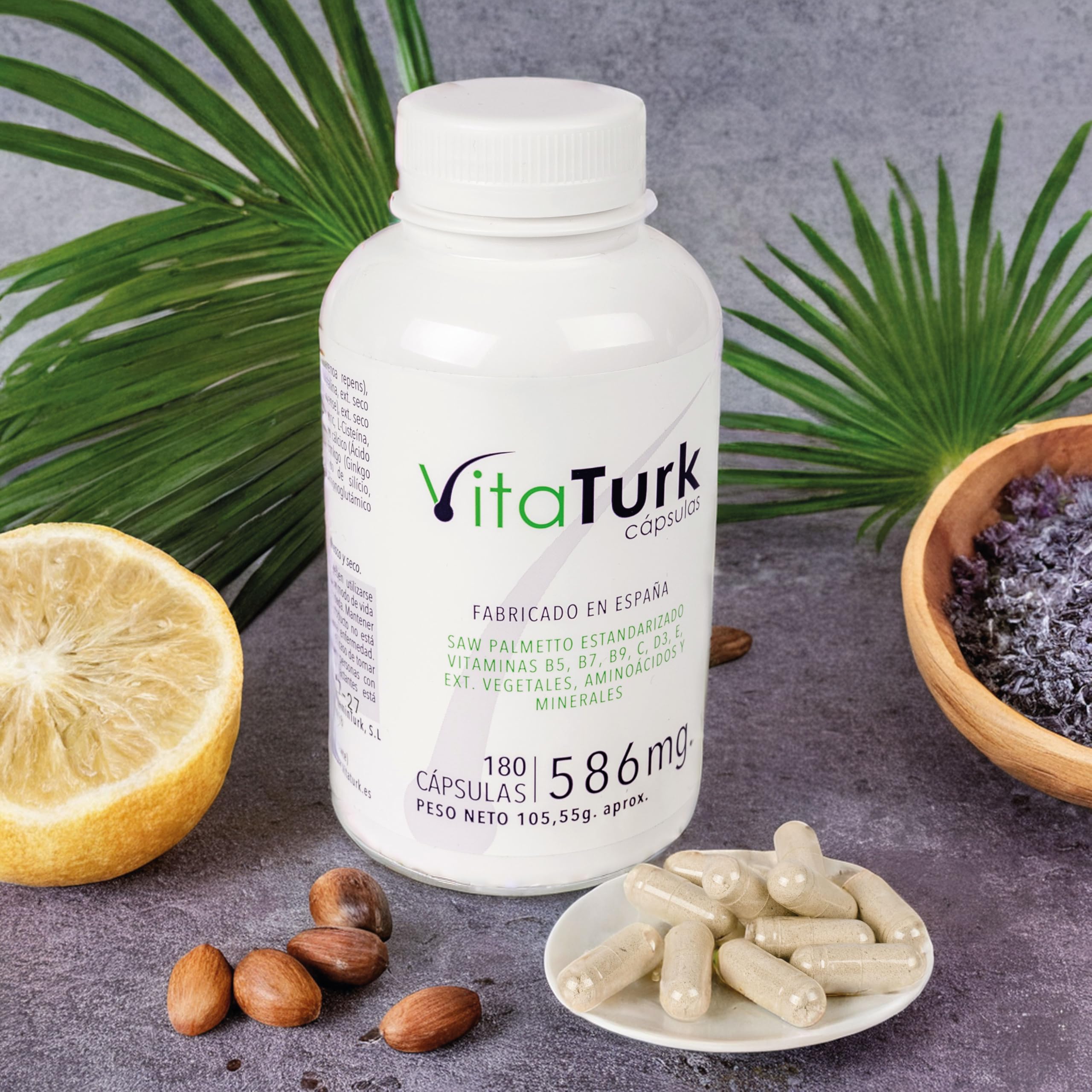 Vitaminas Para el Cabello 180 cápsulas | Frena la Caída del Pelo y Favorece el Crecimiento | Saw Palmetto, Biotina, Zinc | DHT Blocker | Duración 3 meses | Fabricado en España