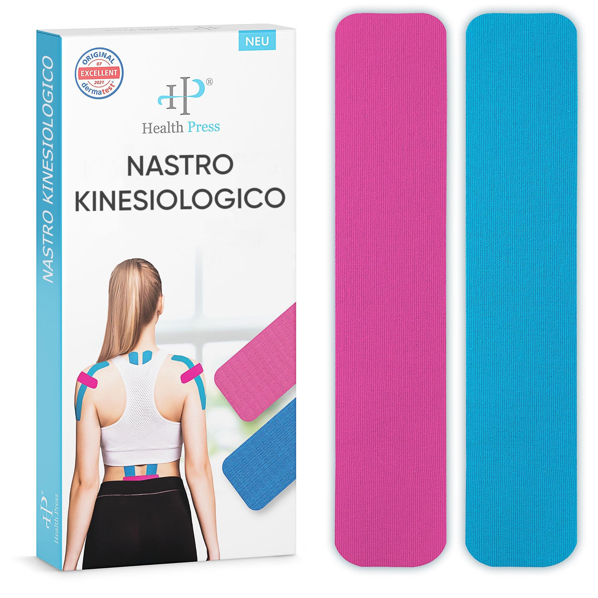 Kinesiotapes – 2 Rotoli Di Tape Kinesiologico (Blu + Rosa) 5Cm X 5M