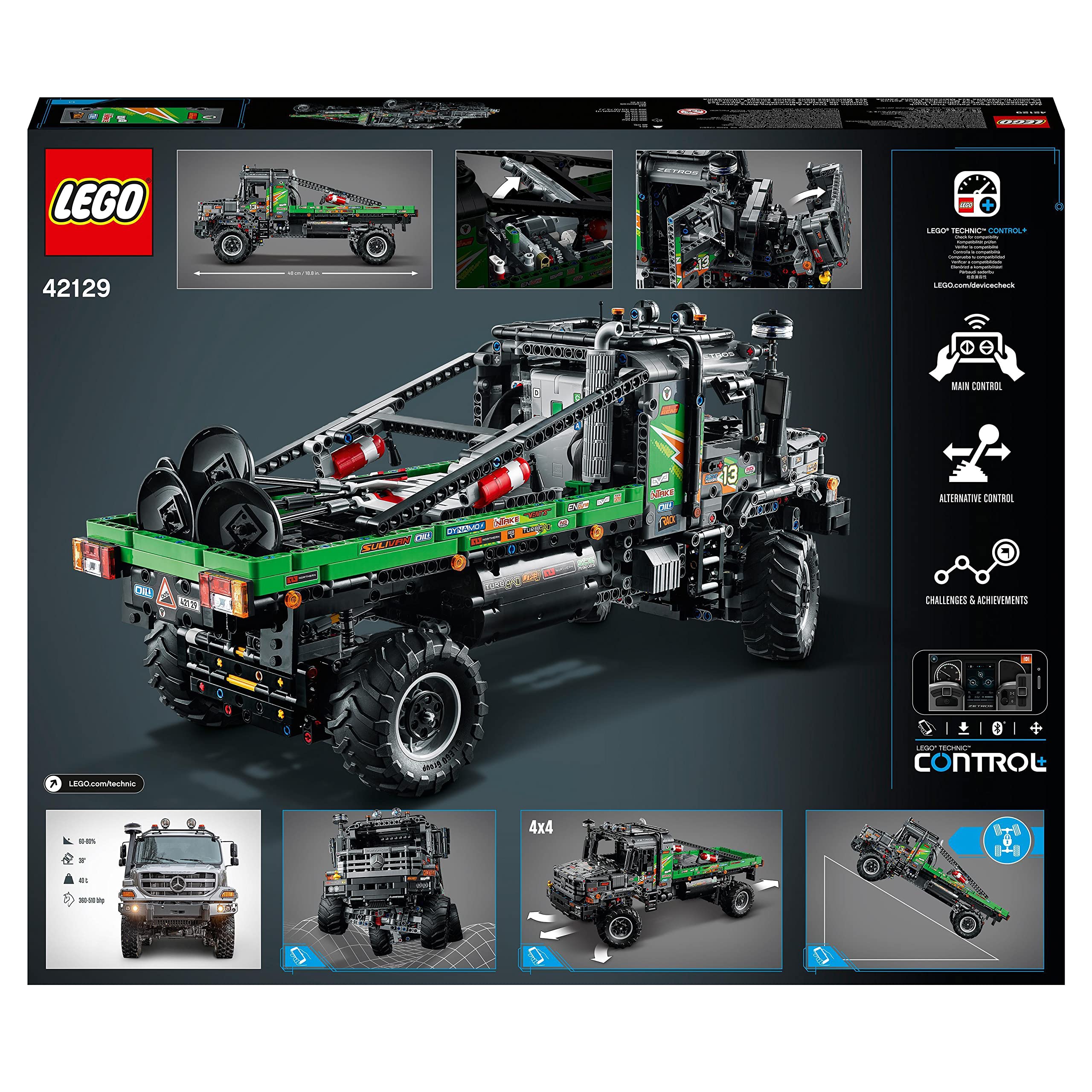 LEGO Technic Camion Fuoristrada 4x4 Mercedes-Benz Zetros, Camion Giocattolo da Costruire, Macchina Telecomandata con Controllo via Bluetooth, Idee Regalo di Compleanno per Bambina e Bambino 42129