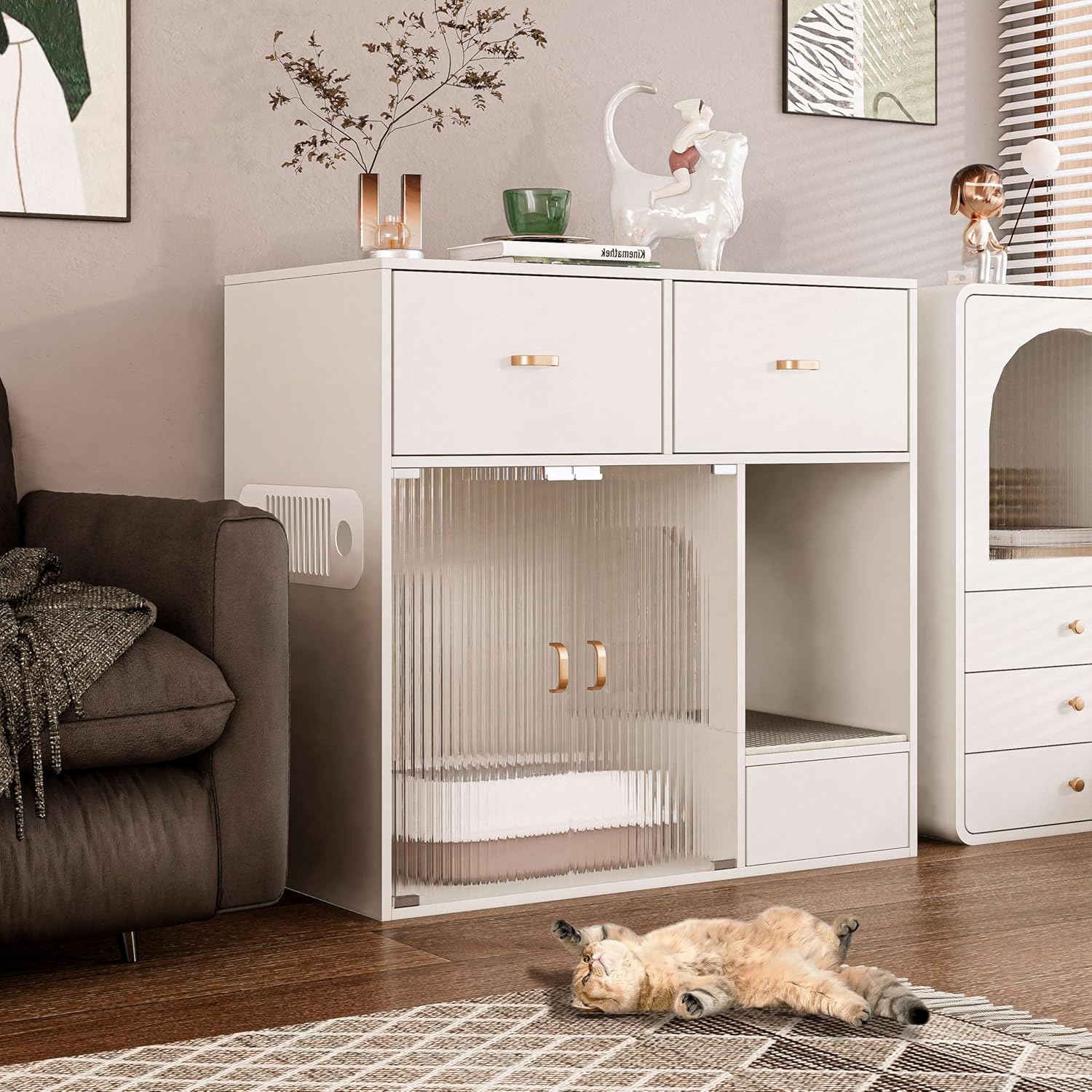 ATJafurn Cat Litter Box Enclosure, 37.4'' Furniture Style