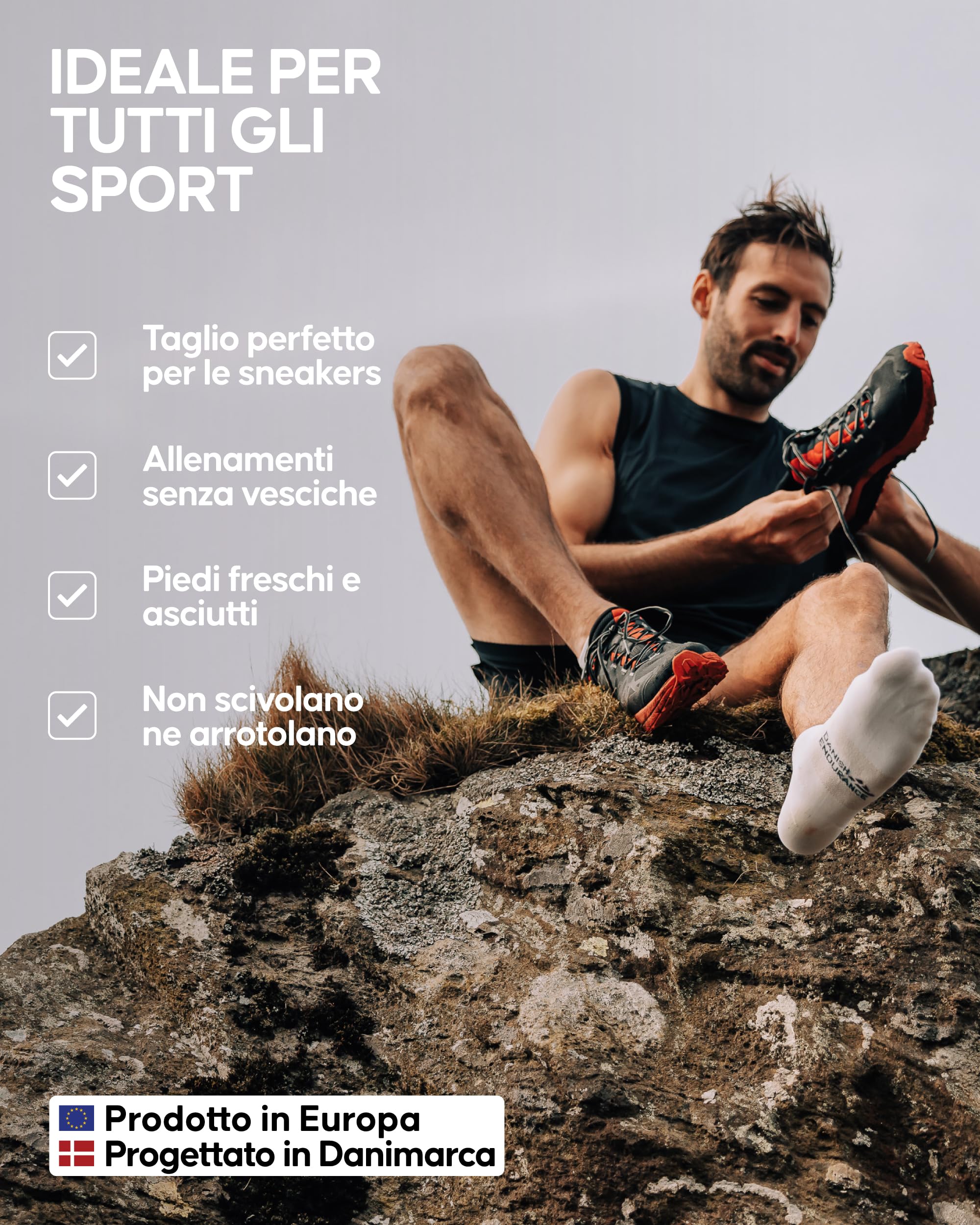 DANISH ENDURANCE Calzini da Running Uomo Donna Corti, Calze da Corsa Anti Vesciche, Tecnici e Sport, 3 o 5 Paia