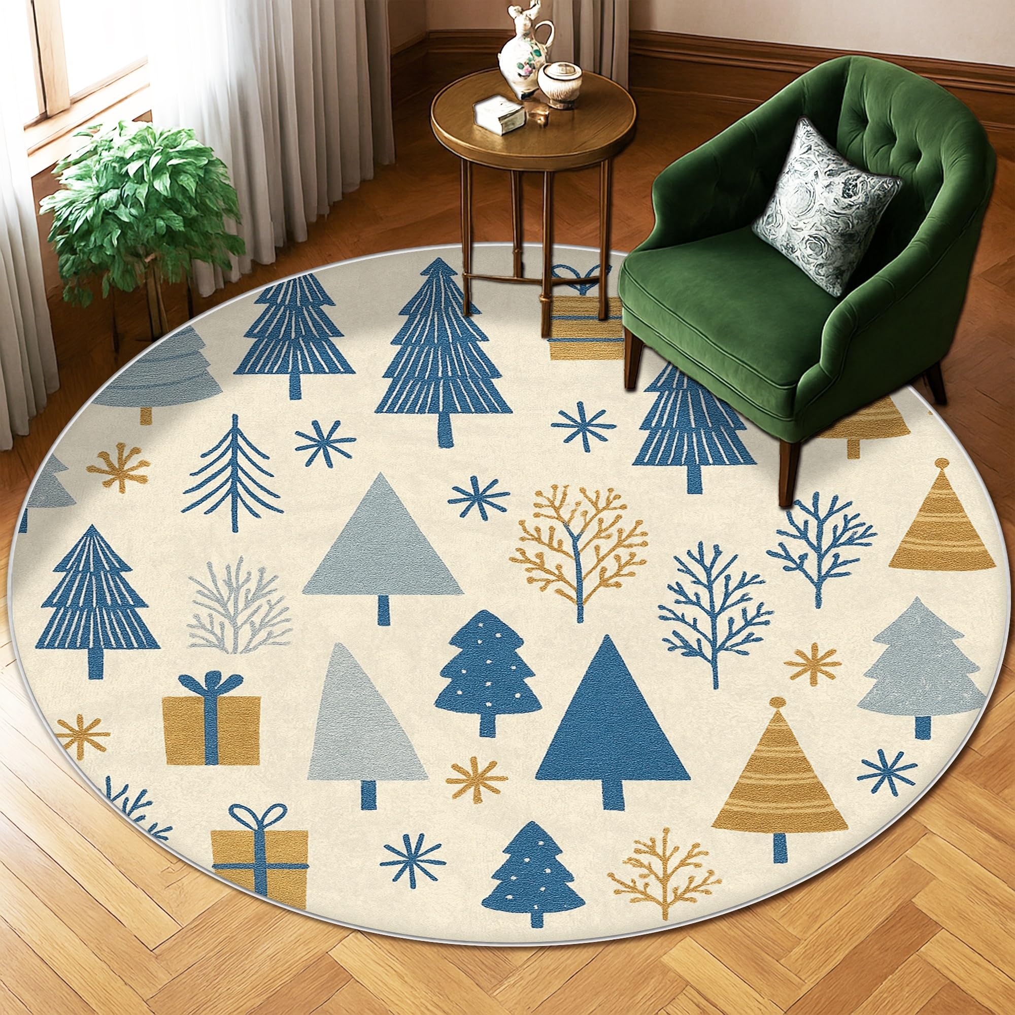 Tapis d'arbre cadeau festif de Noël rond 1,8m pour décoration maison