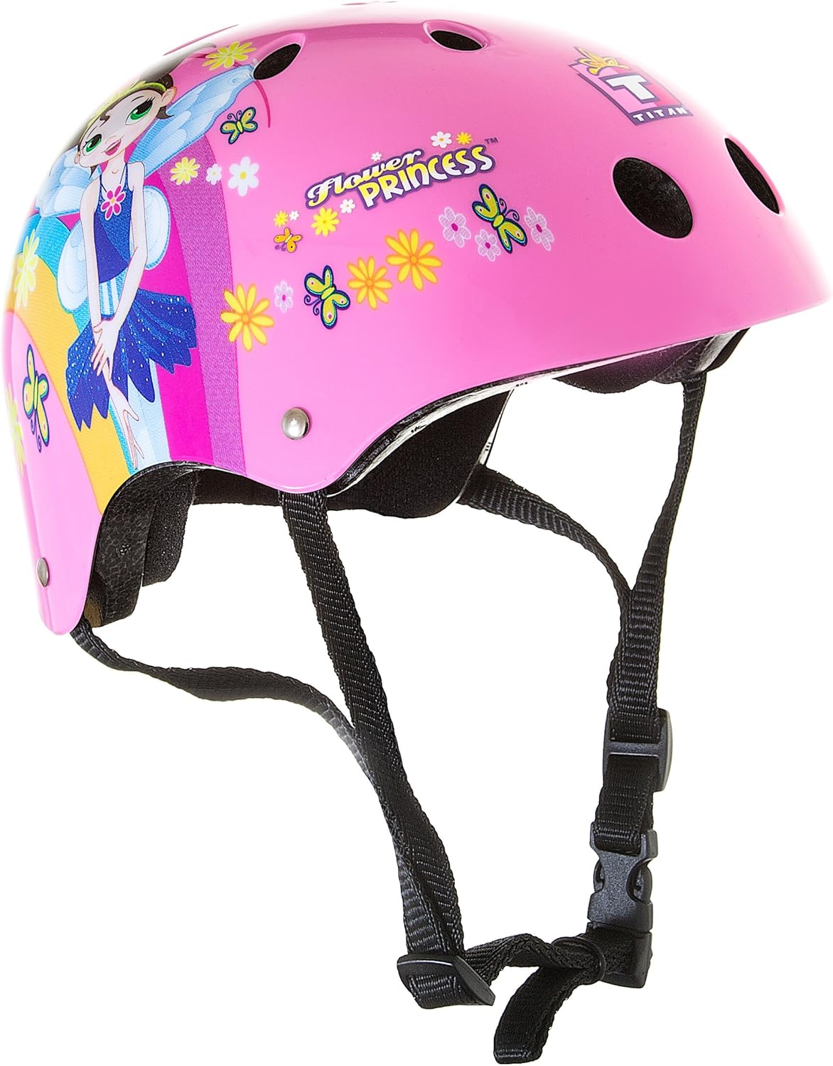 Titan Flower Princess Pink Helmet 11-Vent Multi-Sport Skateboard and BMX, Youth Size Small