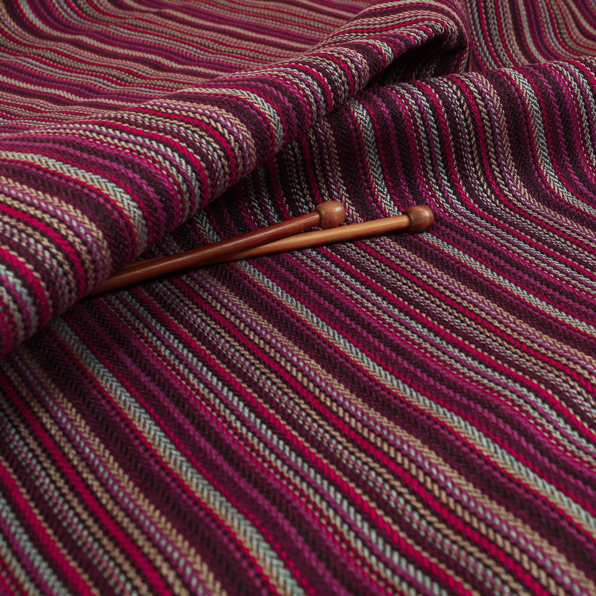 Redbrick Mill Fabrics Flame Retardant Designer Woven Texture Durable Striped Pattern Upholstery Fabric by The Metre, Purple for Curtains, Chairs and Sofas (Per Metre) โ image 1