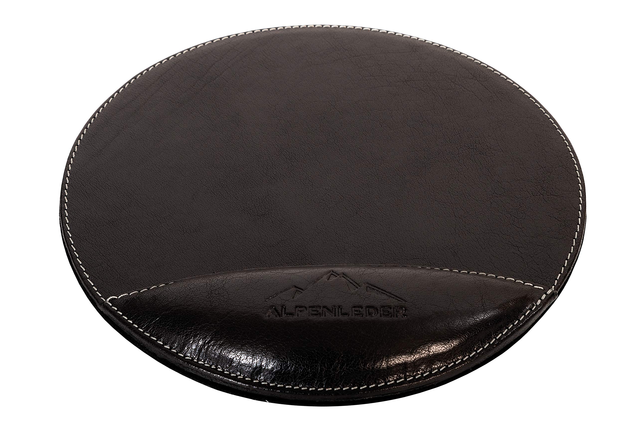 Alpenleder Mousepad - MEERSBURG (Handgefertigt) - Nachhaltiges Bio-Leder aus regionaler Landwirtschaft | Mauspad Gaming Leder, Mousepad mit Handauflage *Fair Produziert* (24cm, Ebenholz)