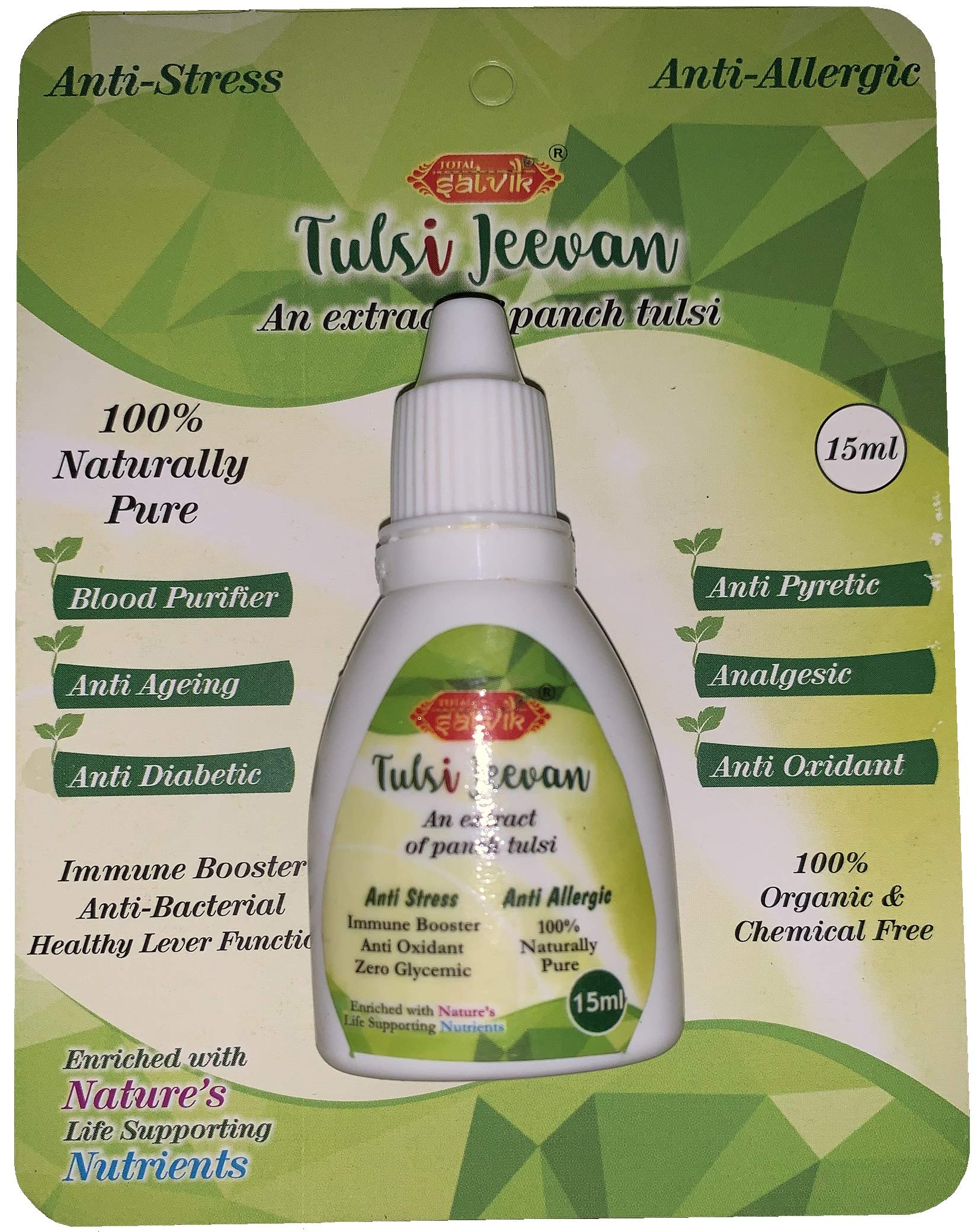 JIYO Organic and Chemical Free Total Satvik Jeevan Shudh Panch Tulsi Drops -4 Piece Pack